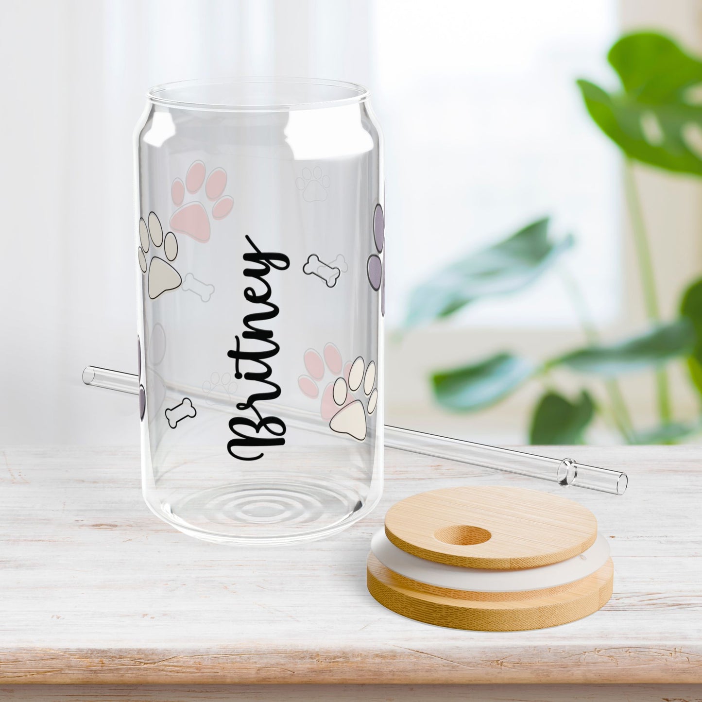 Personalized Dog Mom Sipper Glass with Names - Custom Dog Lovers Gifts