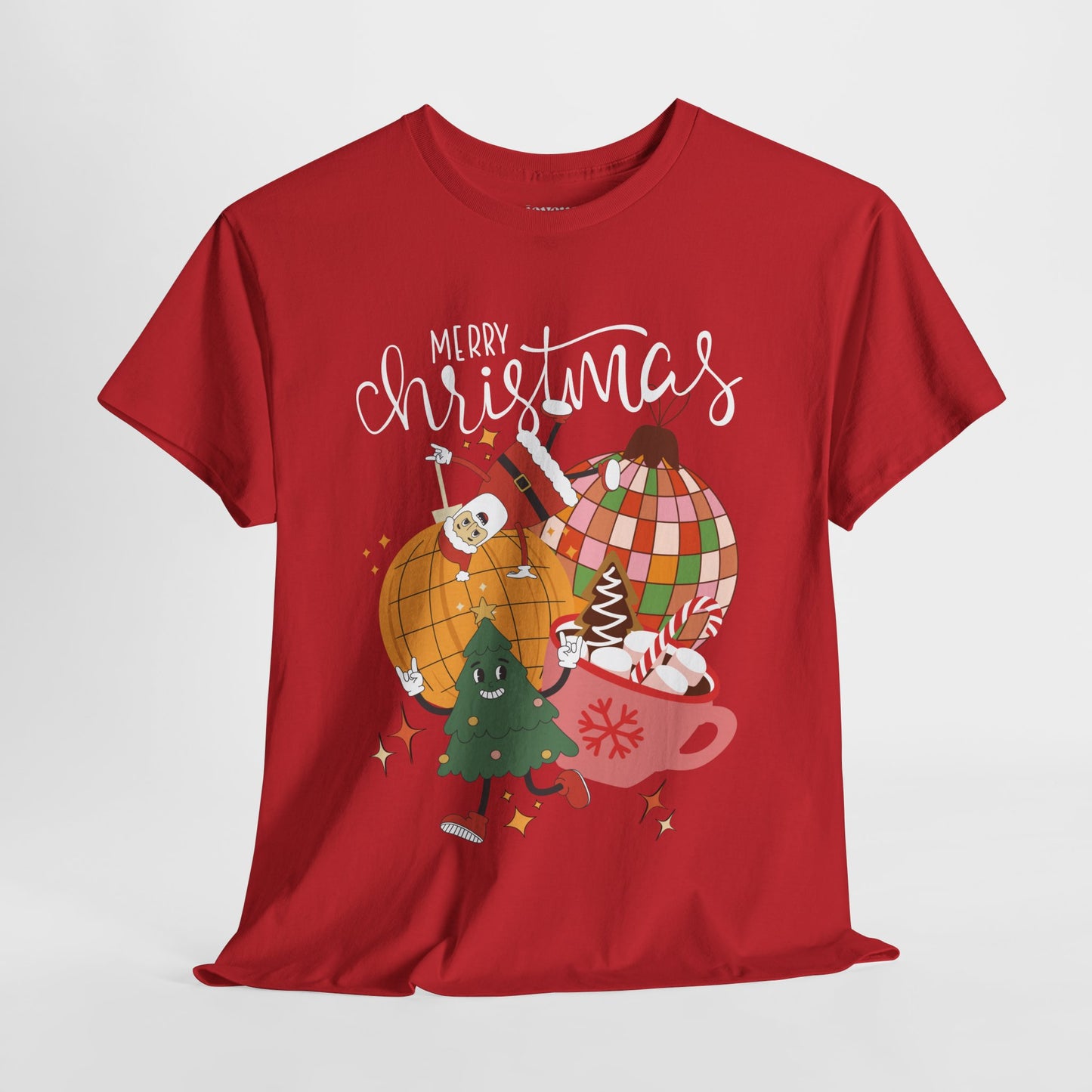 Merry Christmas Retro Ornament Shirt - Christmas Heavy Cotton Tee