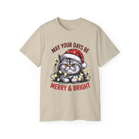 May Your Days Be Merry & Bright Christmas Cat Ultra Cotton Tee