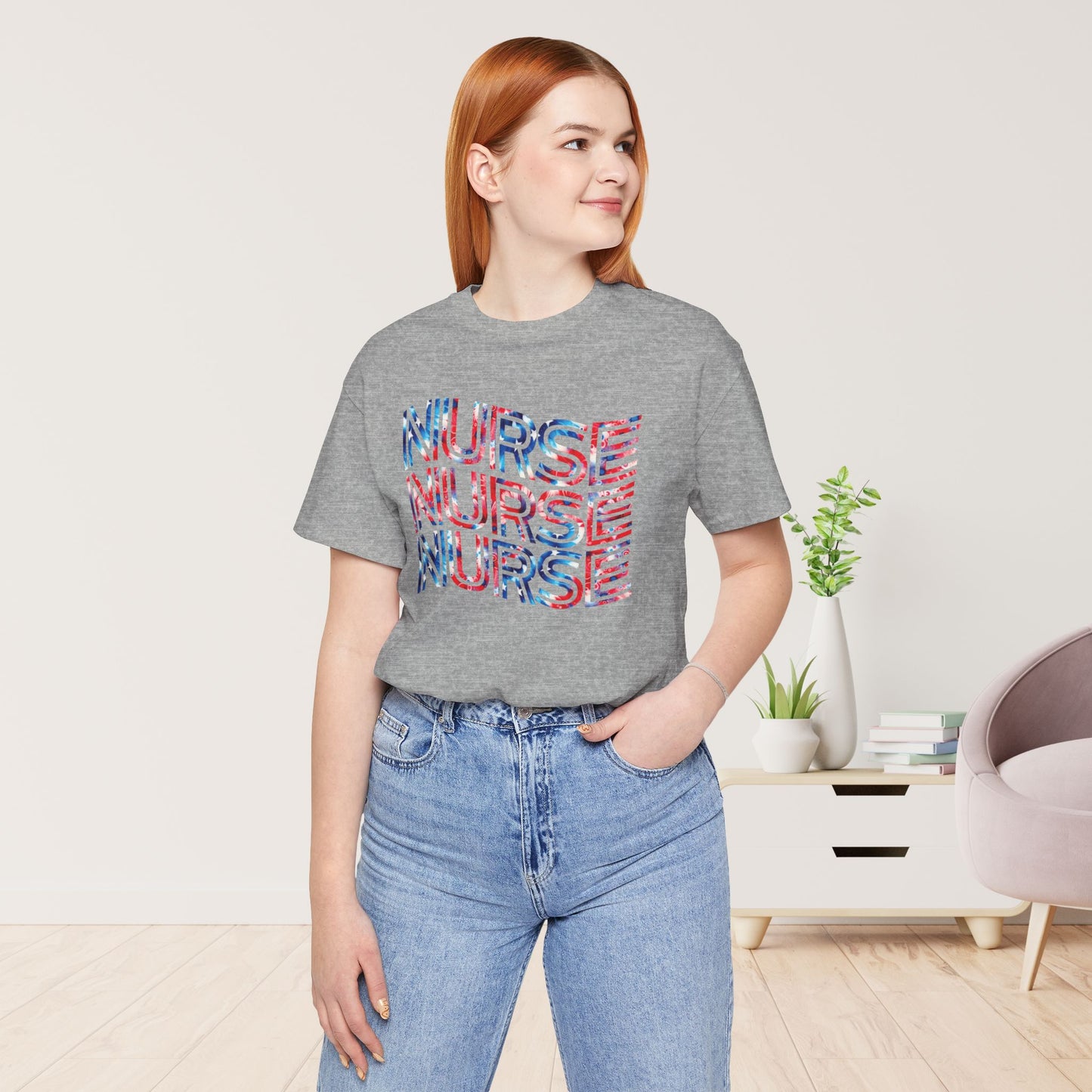 Wavy Patriotic Nurse Shirt - 4th of July Nurse Soft Cotton Tee