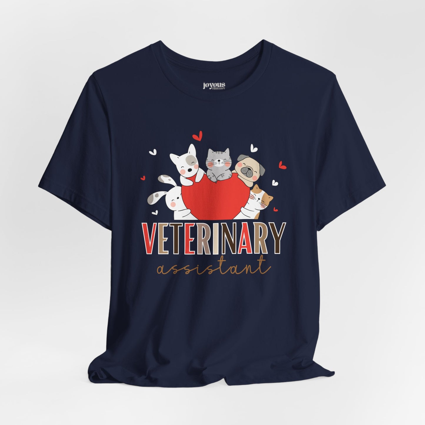 Veterinary Assistant Soft Cotton Tee with Cute Dogs and Cats for VET Assistant