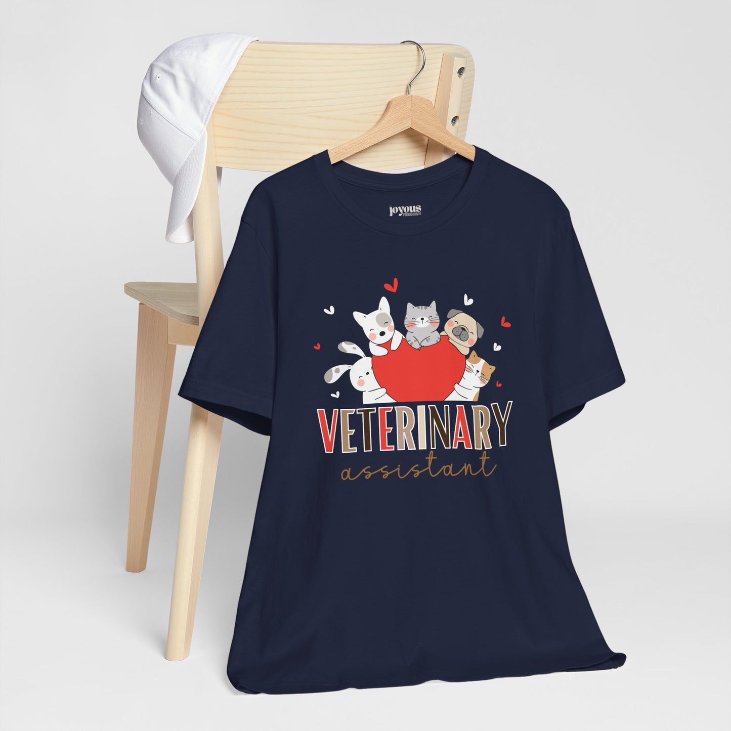 Veterinary Assistant Soft Cotton Tee with Cute Dogs and Cats for VET Assistant