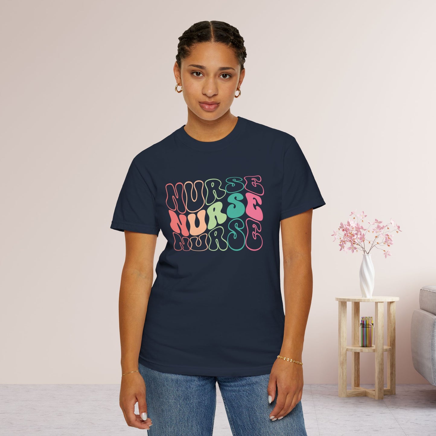 Groovy Colorful Comfort Colors Nurse Shirt