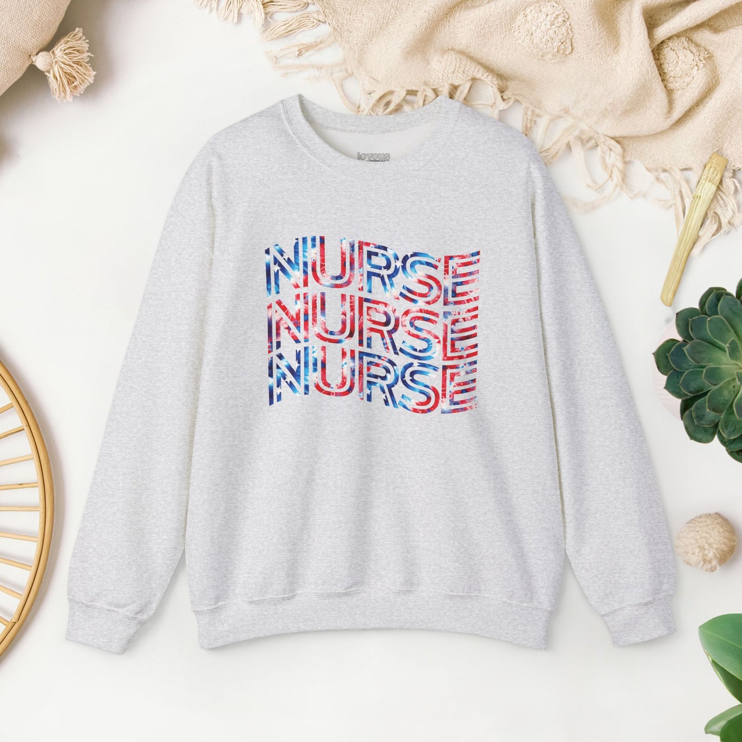 Wavy Patriotic Nurse Sweatshirt - 4th of July Nurse Sweatshirt