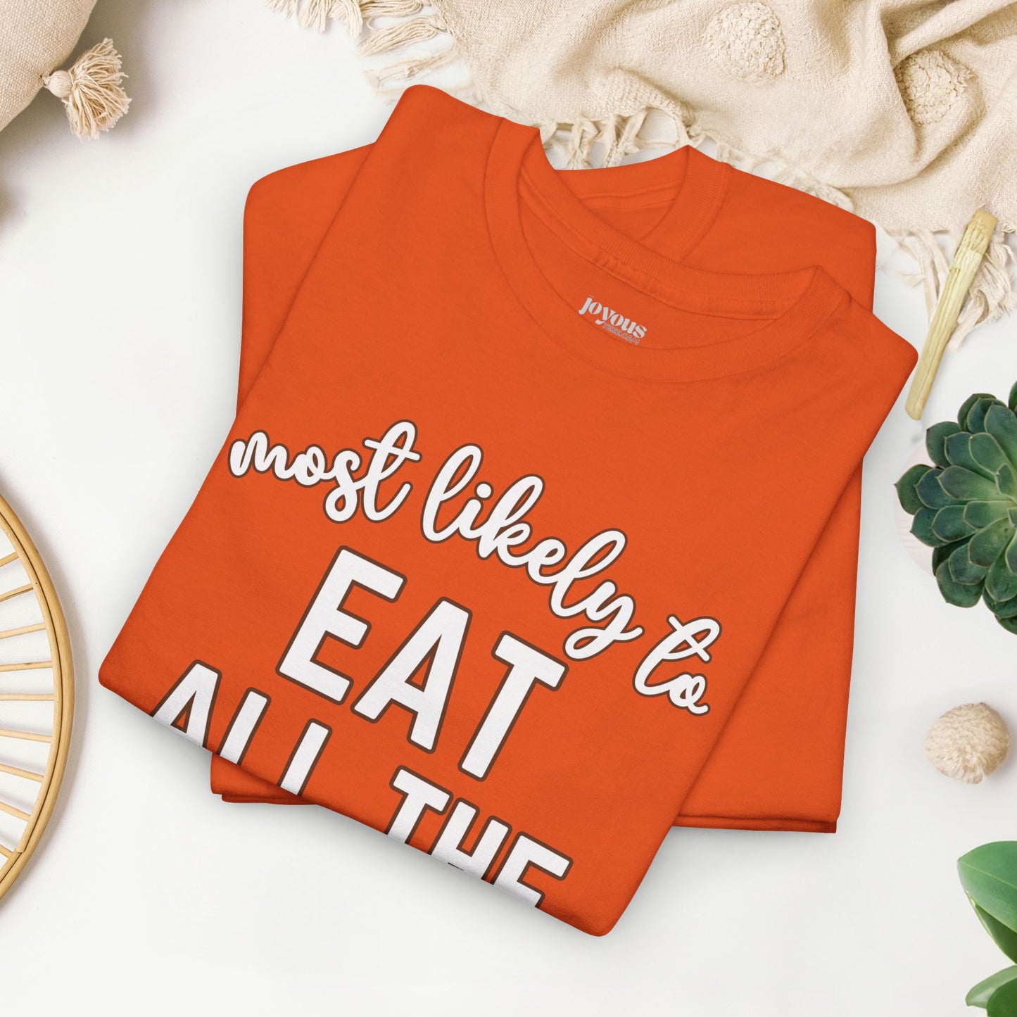 Funny Thanksgiving Shirt - Most likely to Eat All the Leftovers Heavy Cotton Tee