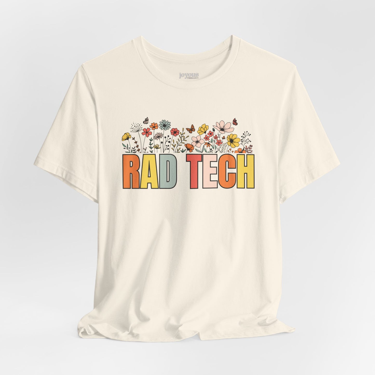 Rad Tech Soft Cotton Tee with Spring Flowers for Radiology Technician