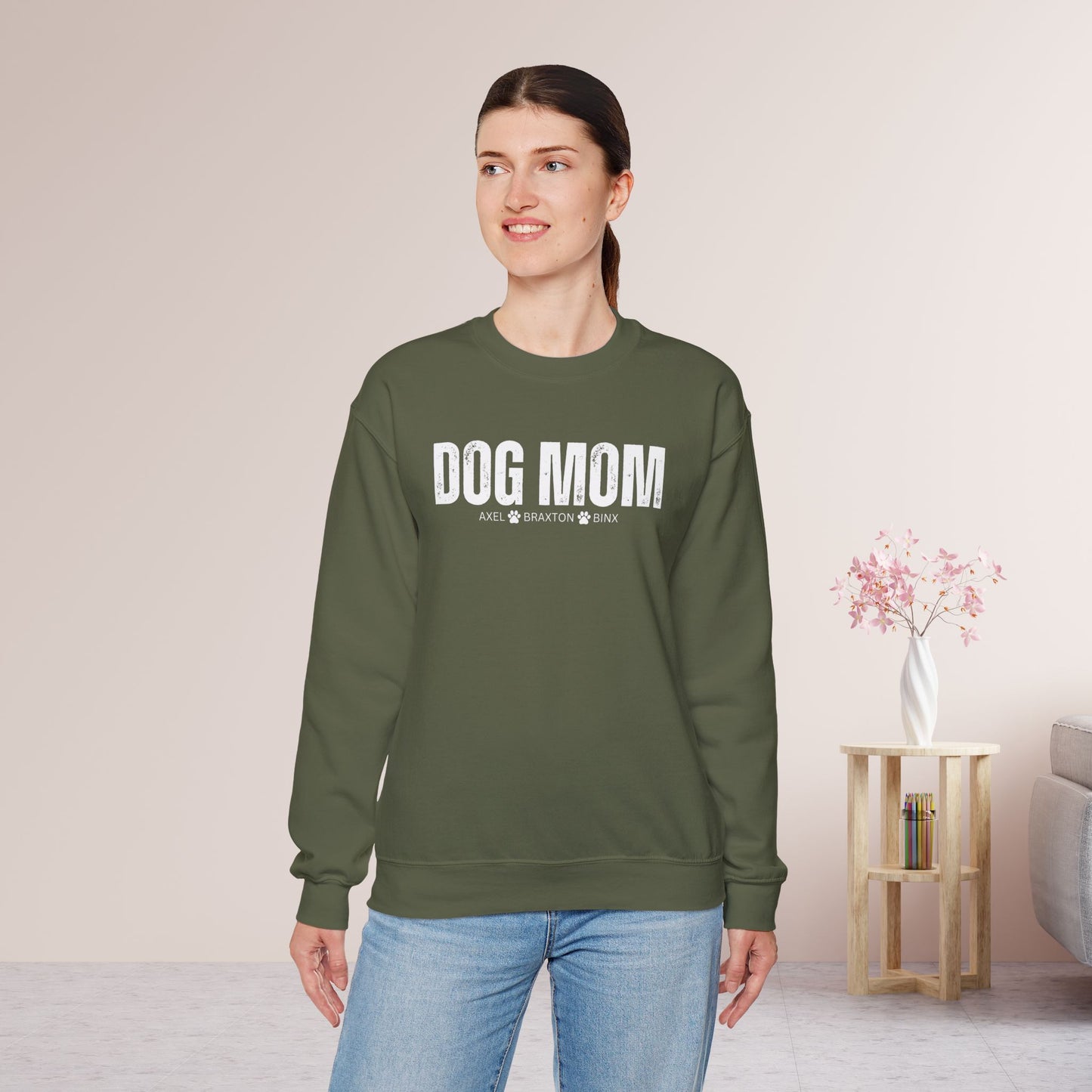 Custom Dog Mom Sweatshirt with Dogs Name - Personalized Gift for Dog Mom
