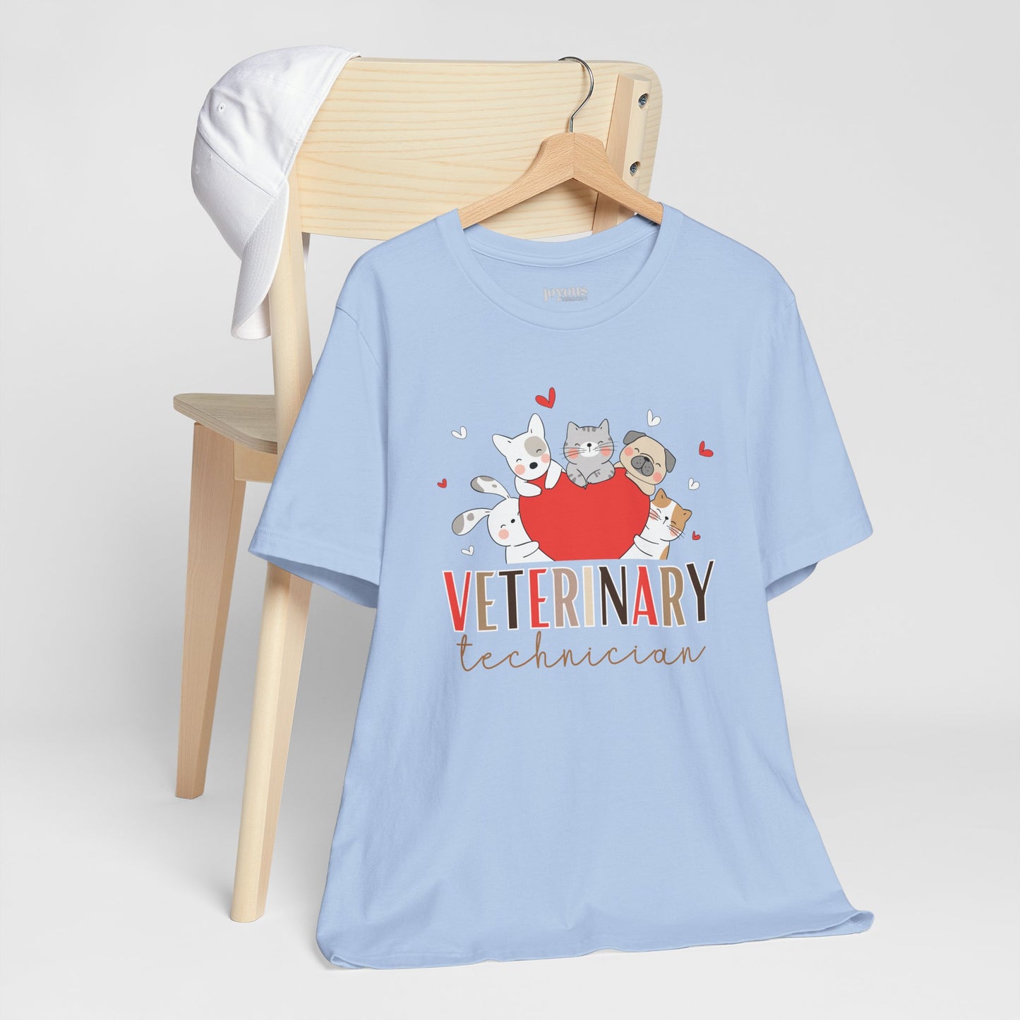 Cute Veterinary Technician Soft Cotton Tee with Dogs and Cats for VET Technician