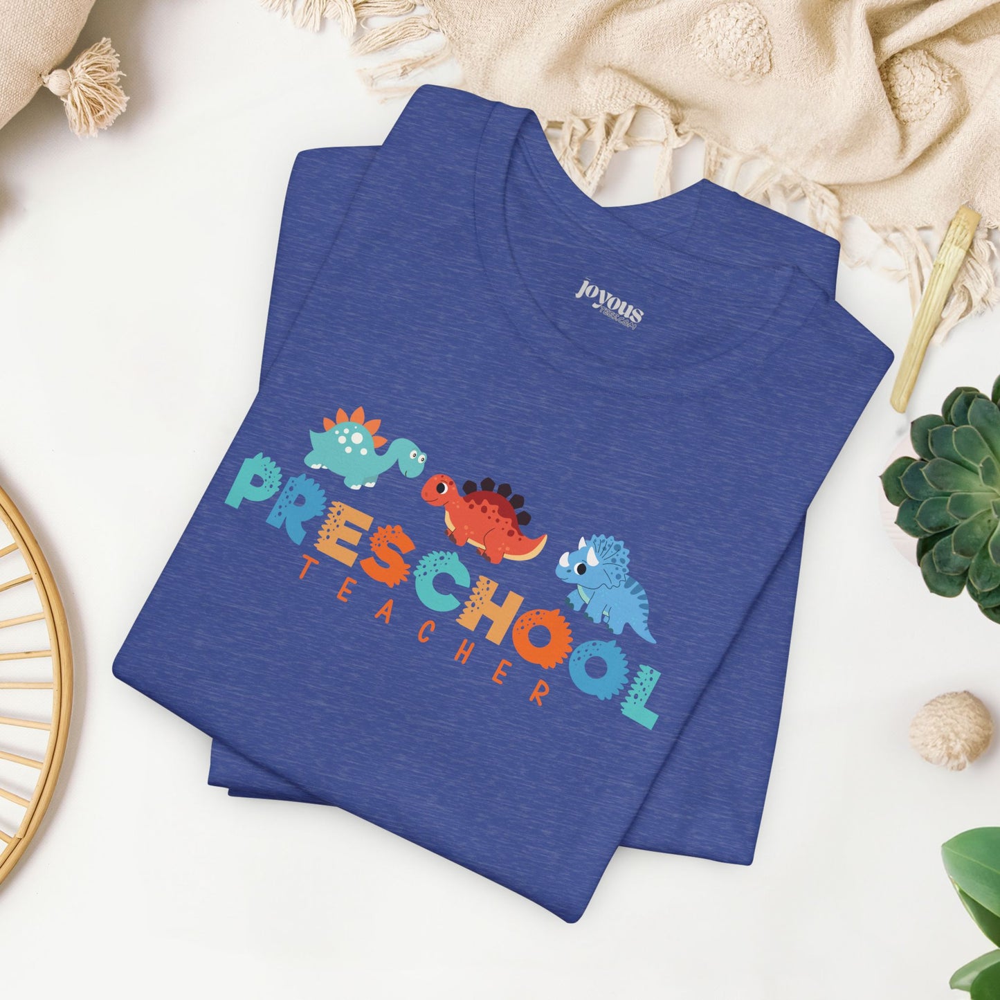 Preschool Teacher Soft Cotton Tee with Dinosaurs