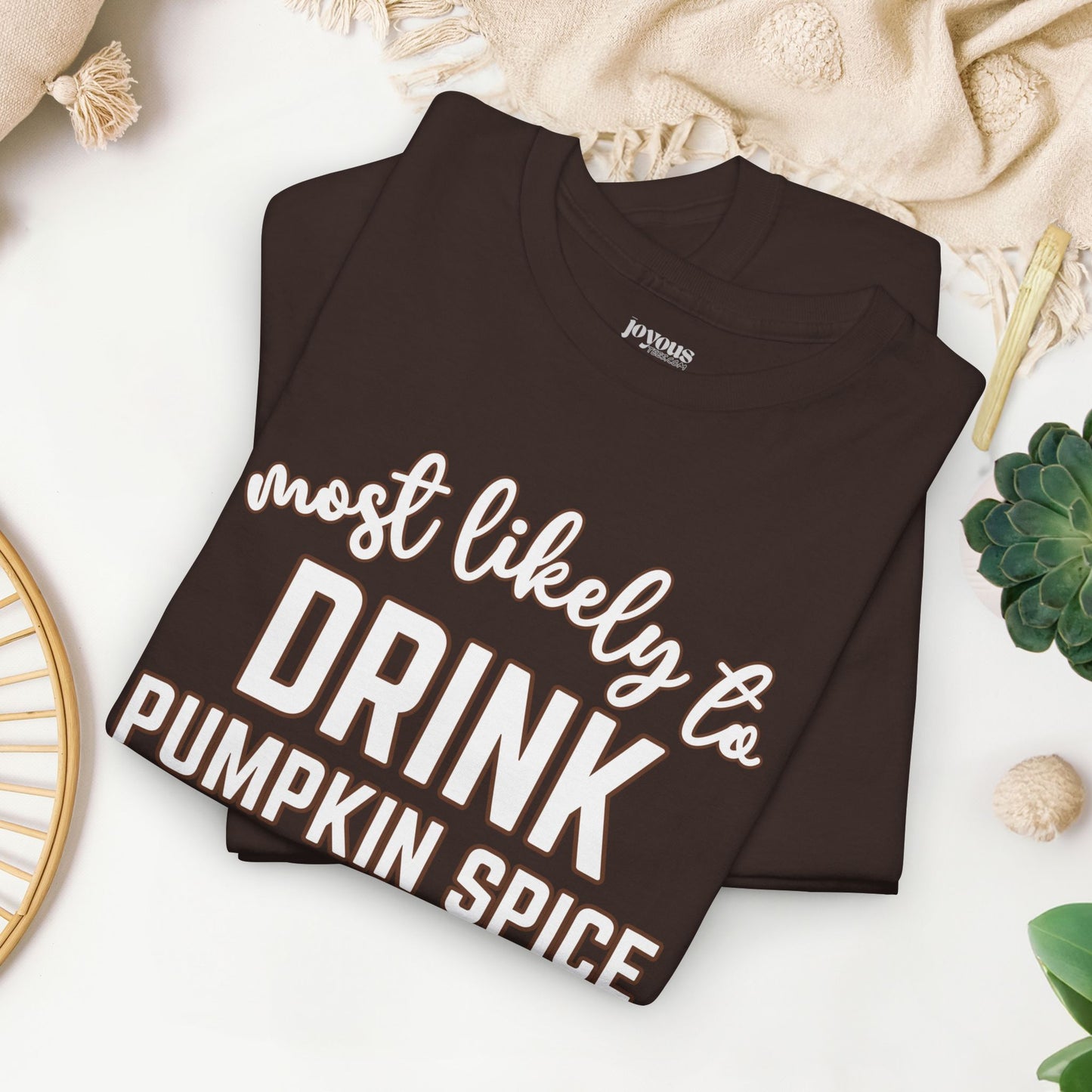 Funny Thanksgiving Shirt - Most Likely to Drink Pumpkin Spice Lattes Heavy Cotton Tee