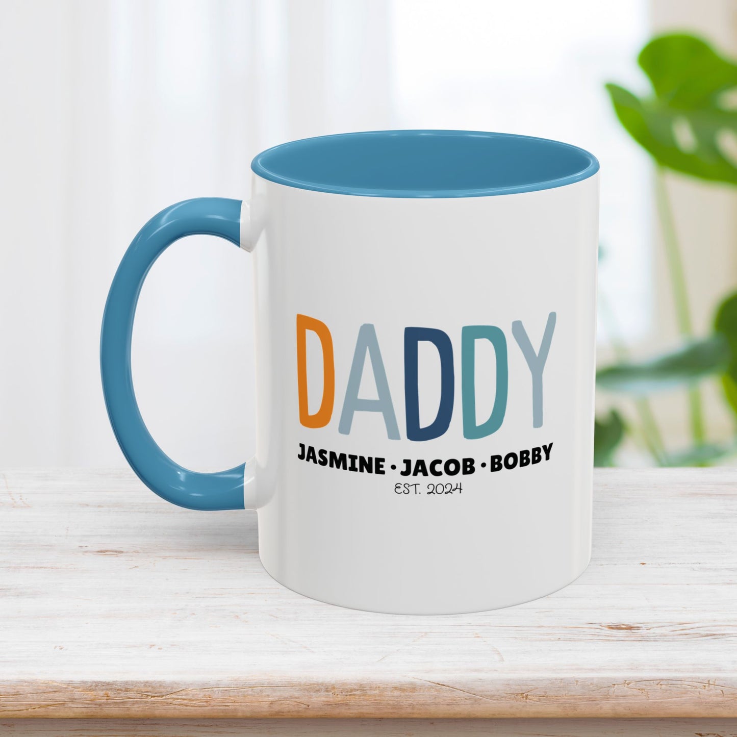 Personalized Daddy Coffee Mug with Kids Names - Custom Dad Gifts for Father's Day