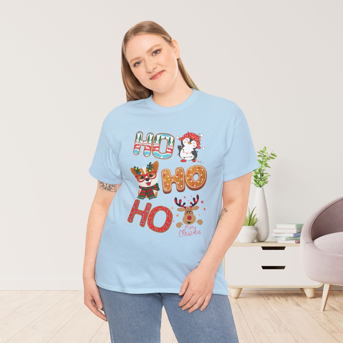 Ho Ho Ho Christmas Shirt - Matching Family Christmas Heavy Cotton Tee