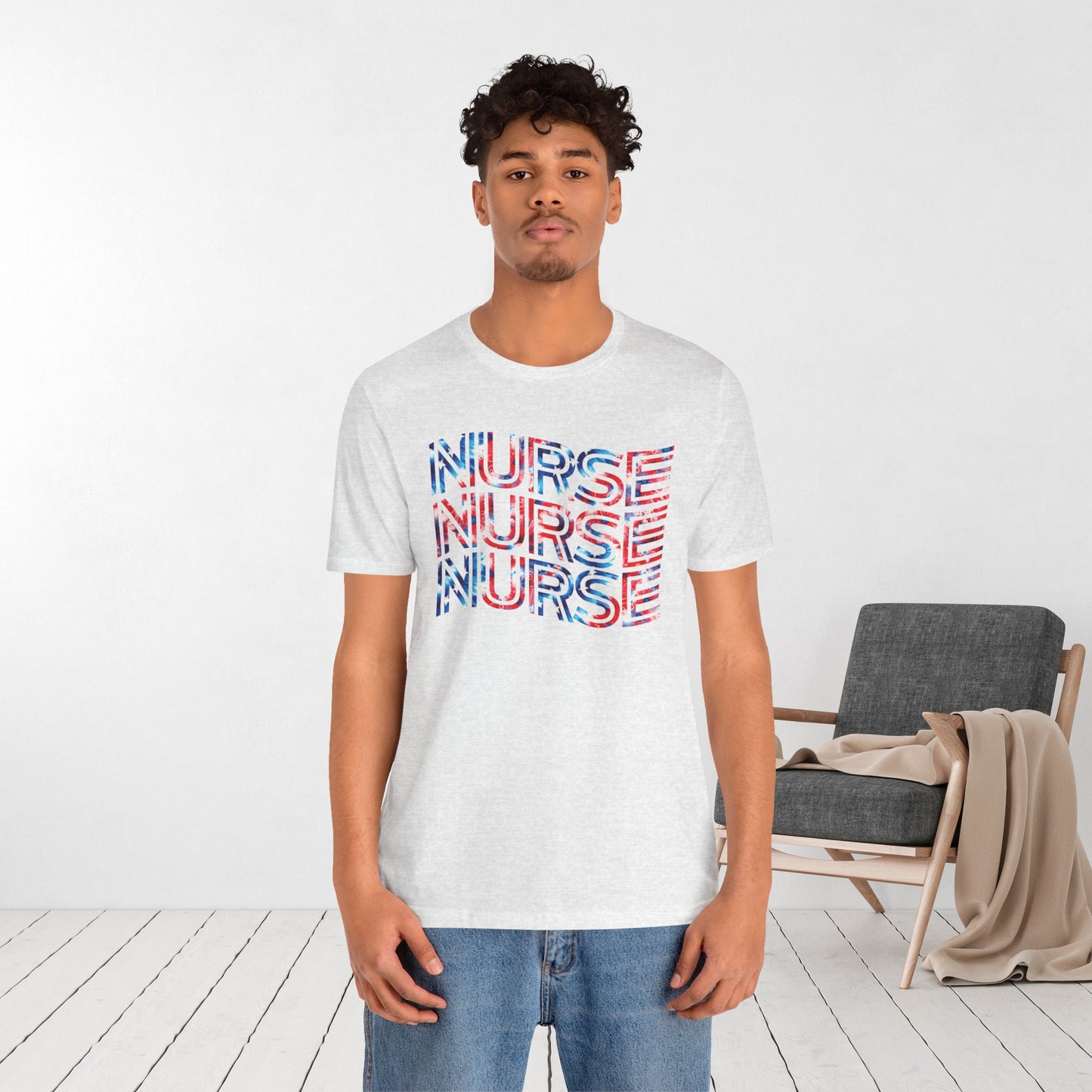 Wavy Patriotic Nurse Shirt - 4th of July Nurse Soft Cotton Tee