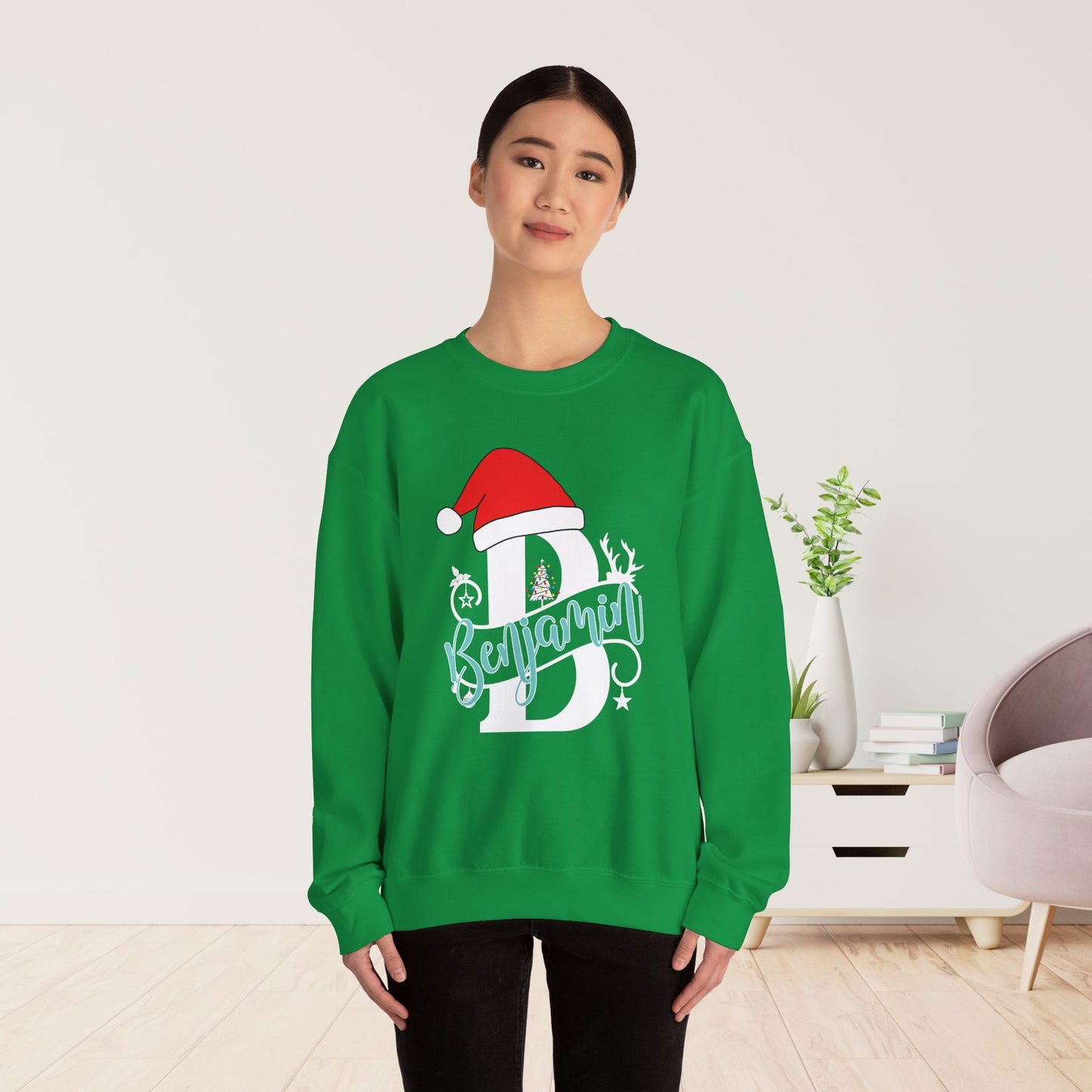 Personalized Christmas Monogram Sweatshirt with First Name - Custom Christmas Gifts