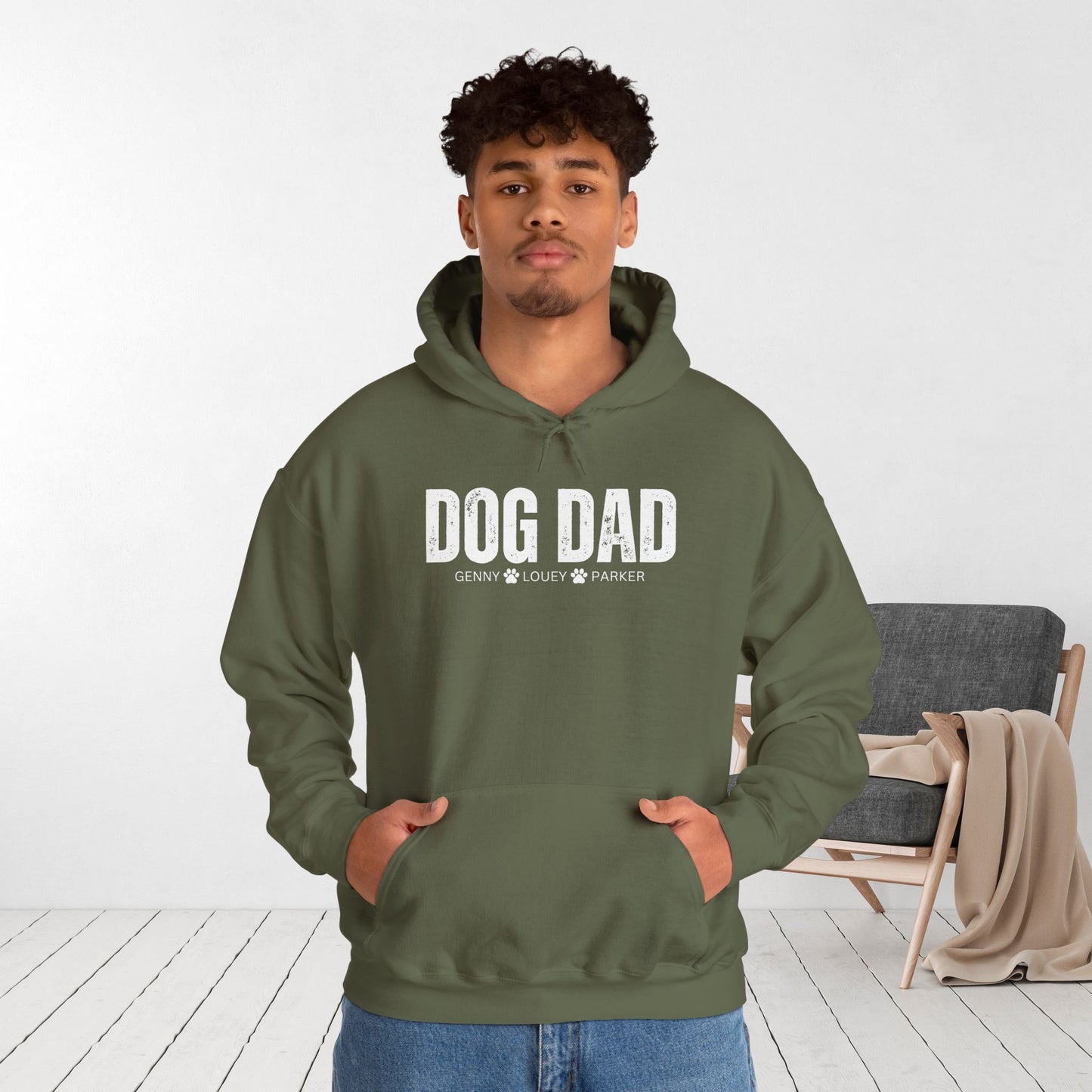 Custom Dog Dad Hoodie with Dogs Name - Personalized Gift for Dog Dad