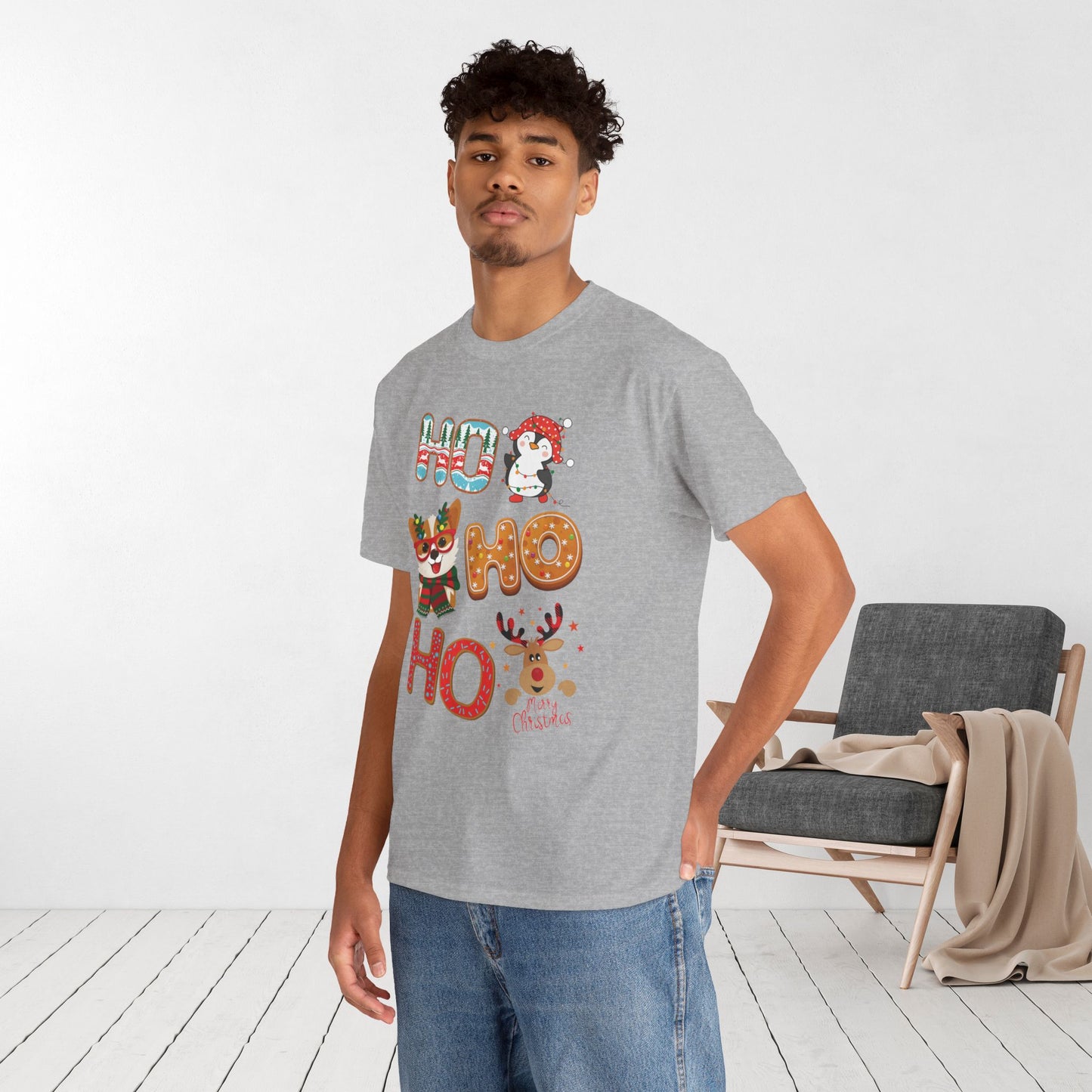 Ho Ho Ho Christmas Shirt - Matching Family Christmas Heavy Cotton Tee