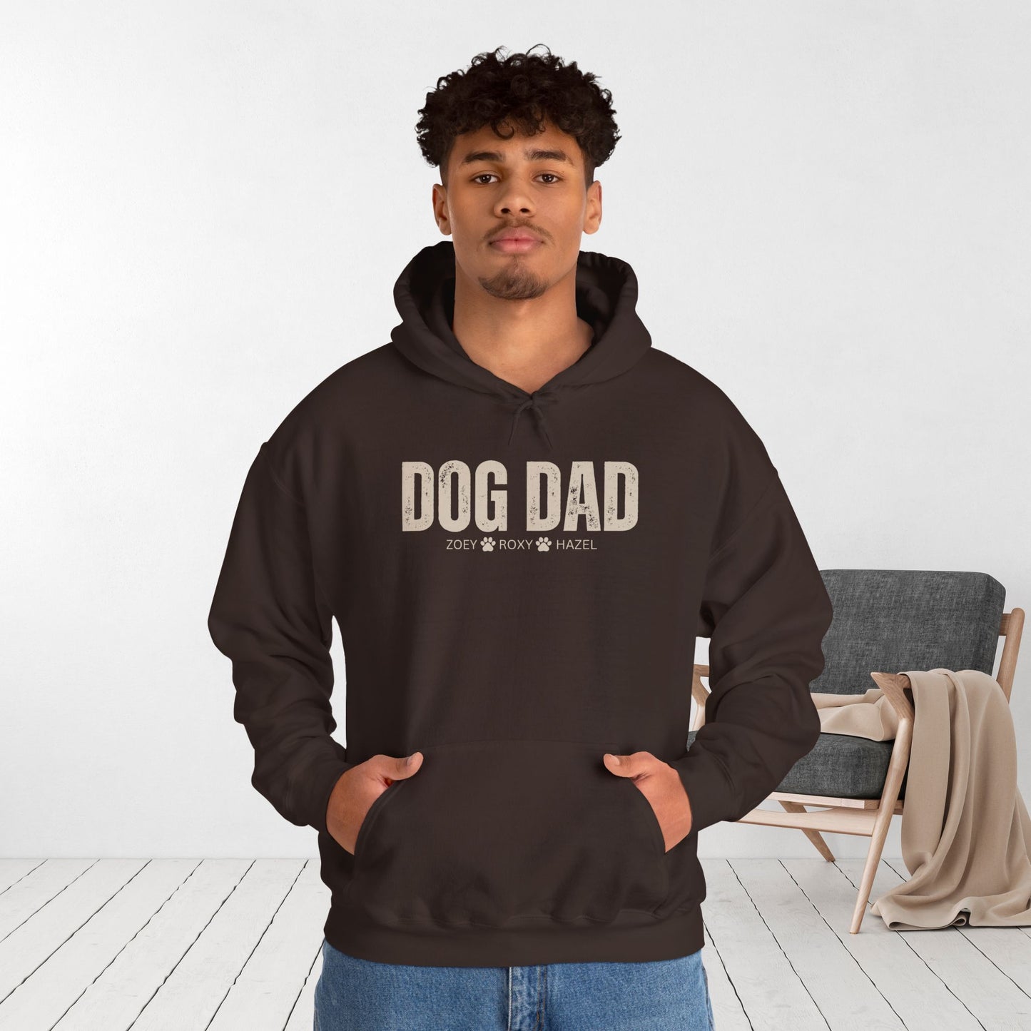 Custom Dog Dad Hoodie with Dogs Name - Personalized Gift for Dog Dad