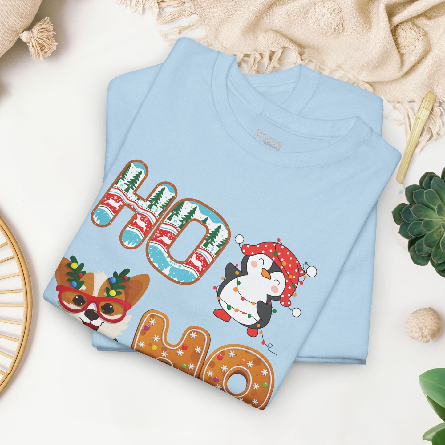 Ho Ho Ho Christmas Shirt - Matching Family Christmas Heavy Cotton Tee