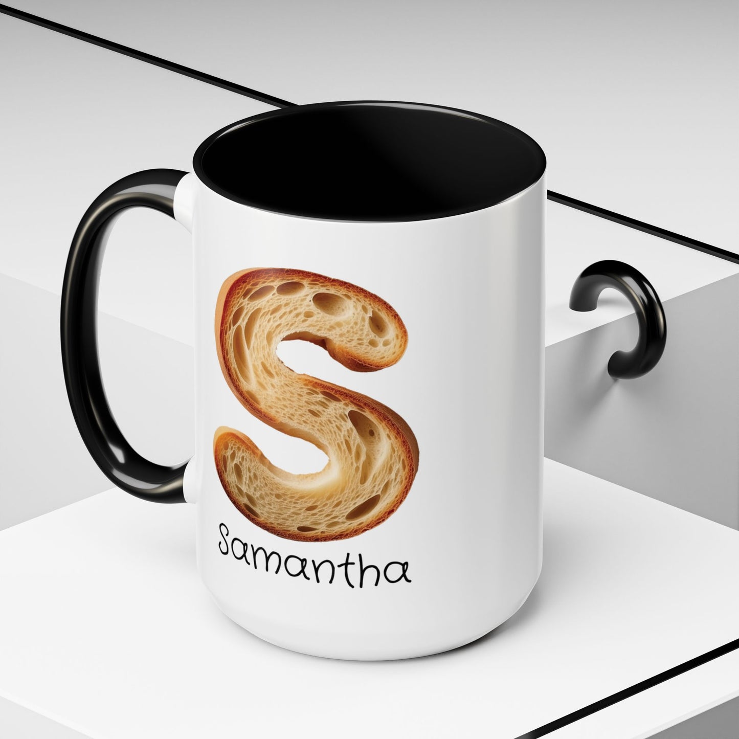 Custom Name Bread Initial Letter Mug - Personalized Gifts A-Z