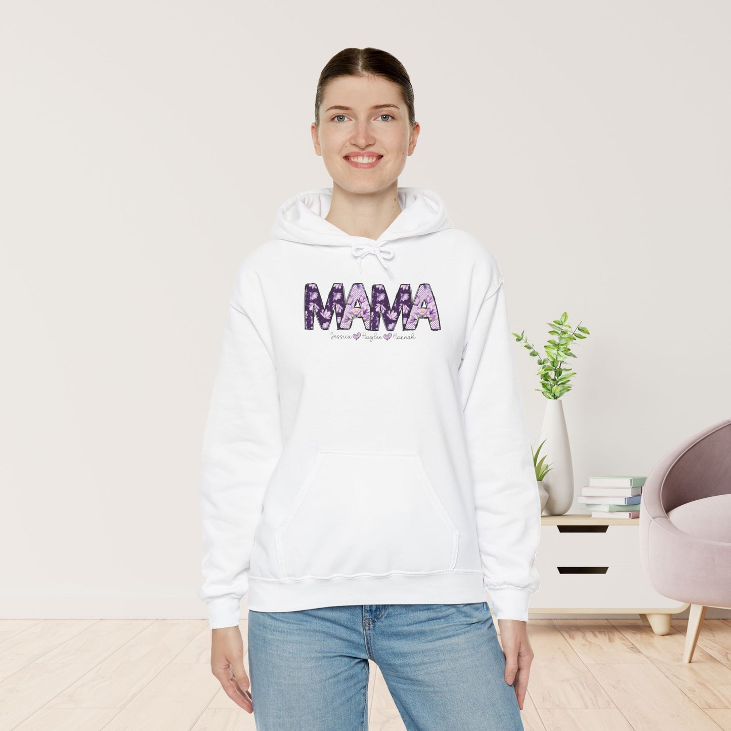 Custom Mama Hoodie with Kids Name - Personalized Gift for Mom