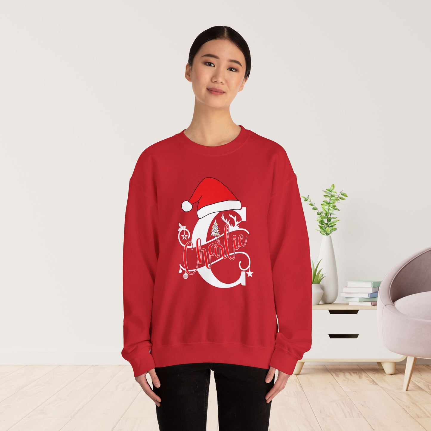 Personalized Christmas Monogram Sweatshirt with First Name - Custom Christmas Gifts