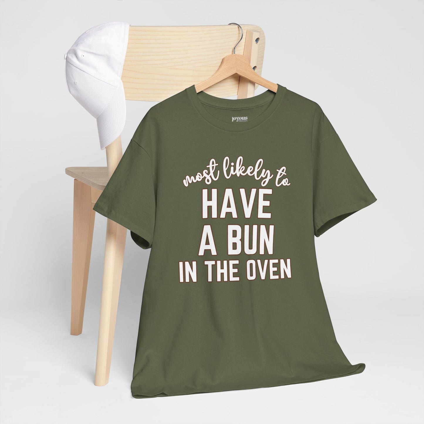 Funny Thanksgiving Shirt - Most likely to Have a Bun in The Oven Heavy Cotton Tee