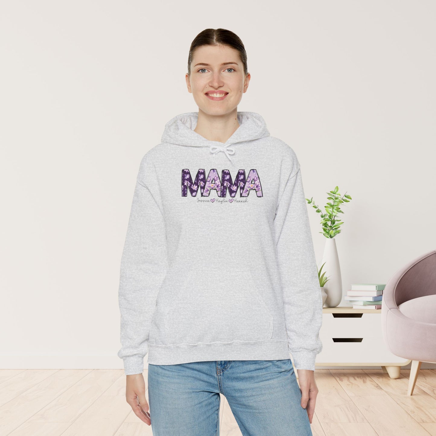 Custom Mama Hoodie with Kids Name - Personalized Gift for Mom