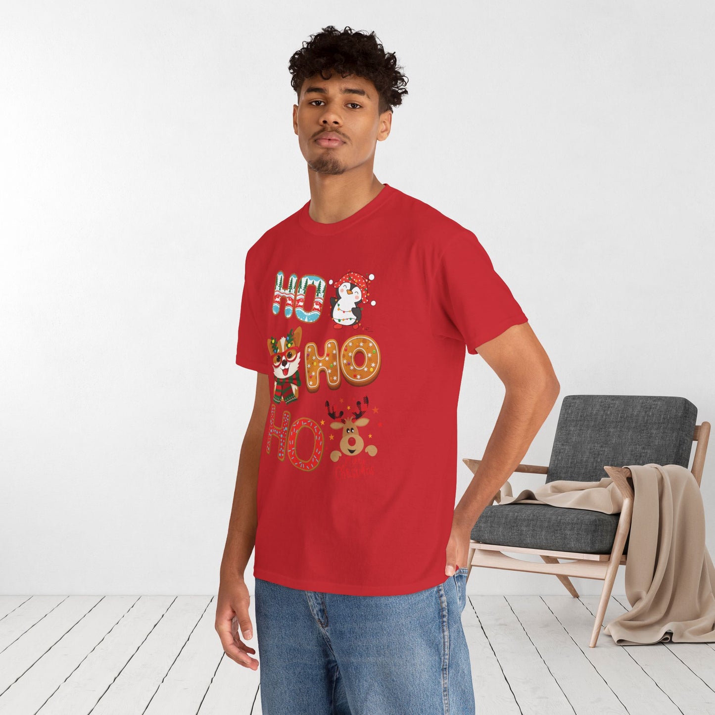 Ho Ho Ho Christmas Shirt - Matching Family Christmas Heavy Cotton Tee