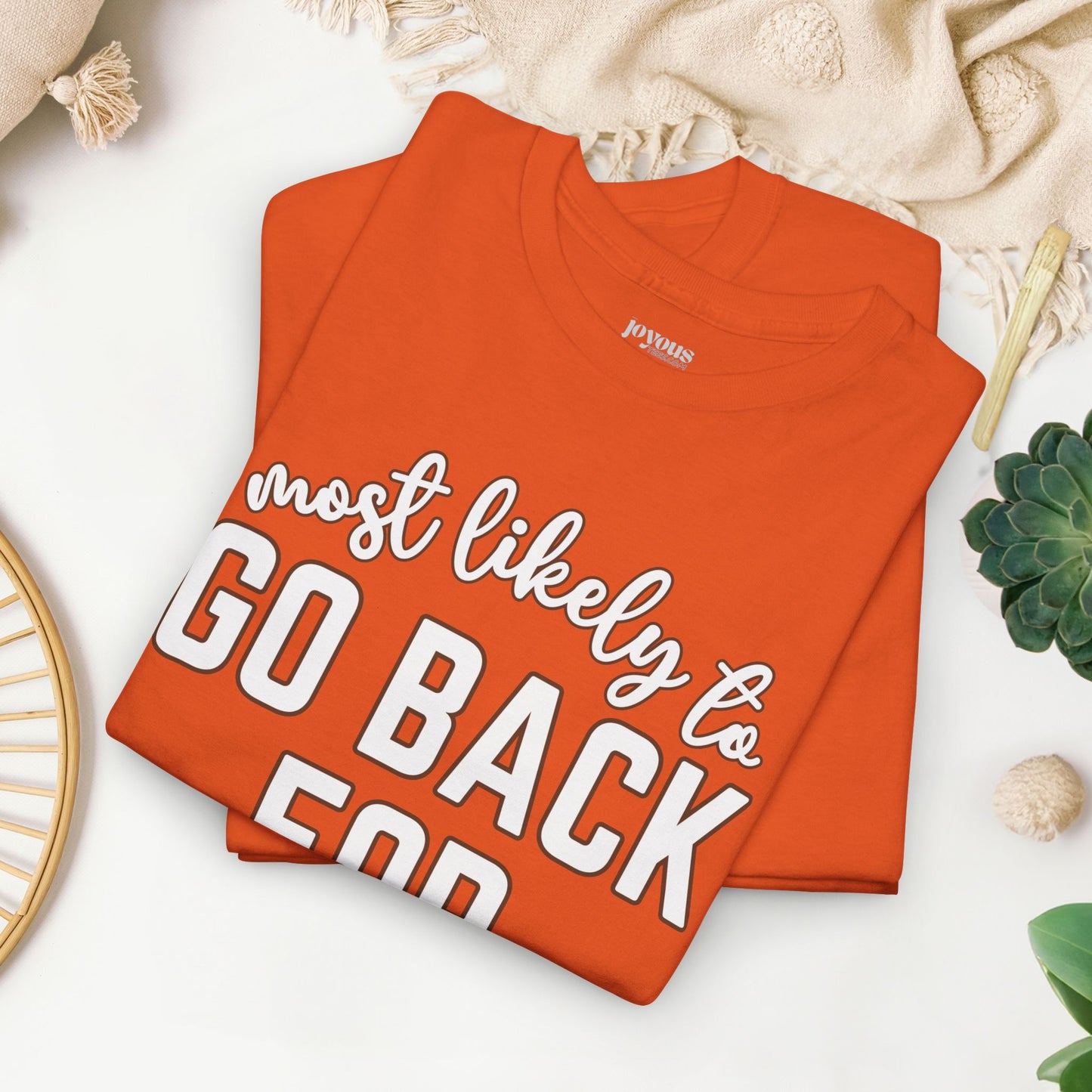 Funny Thanksgiving Shirt - Most Likely to Go Back For Seconds Heavy Cotton Tee