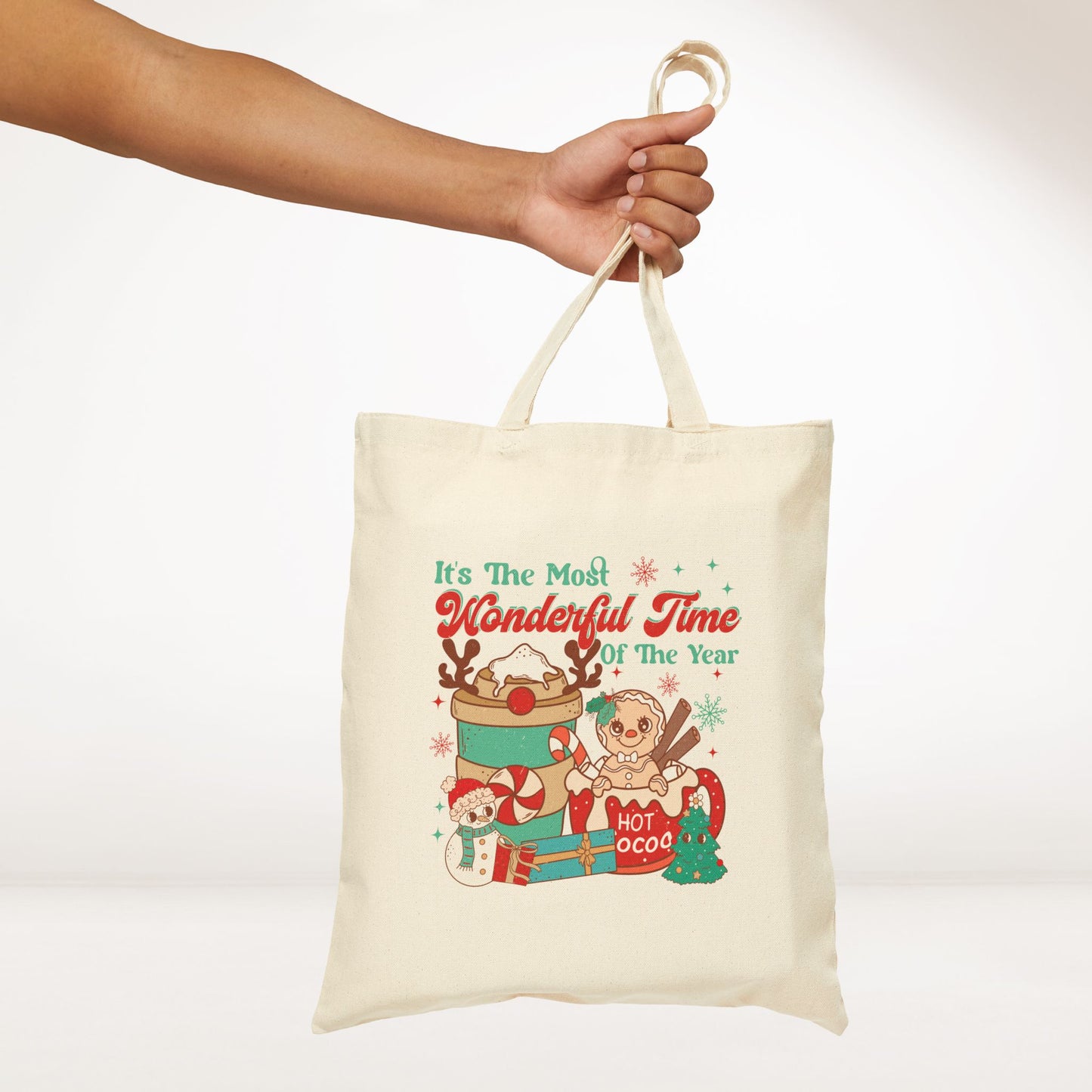 It's The Most Wonderful Time of the Year Retro Christmas Canvas Tote Bag - Best Christmas Gift