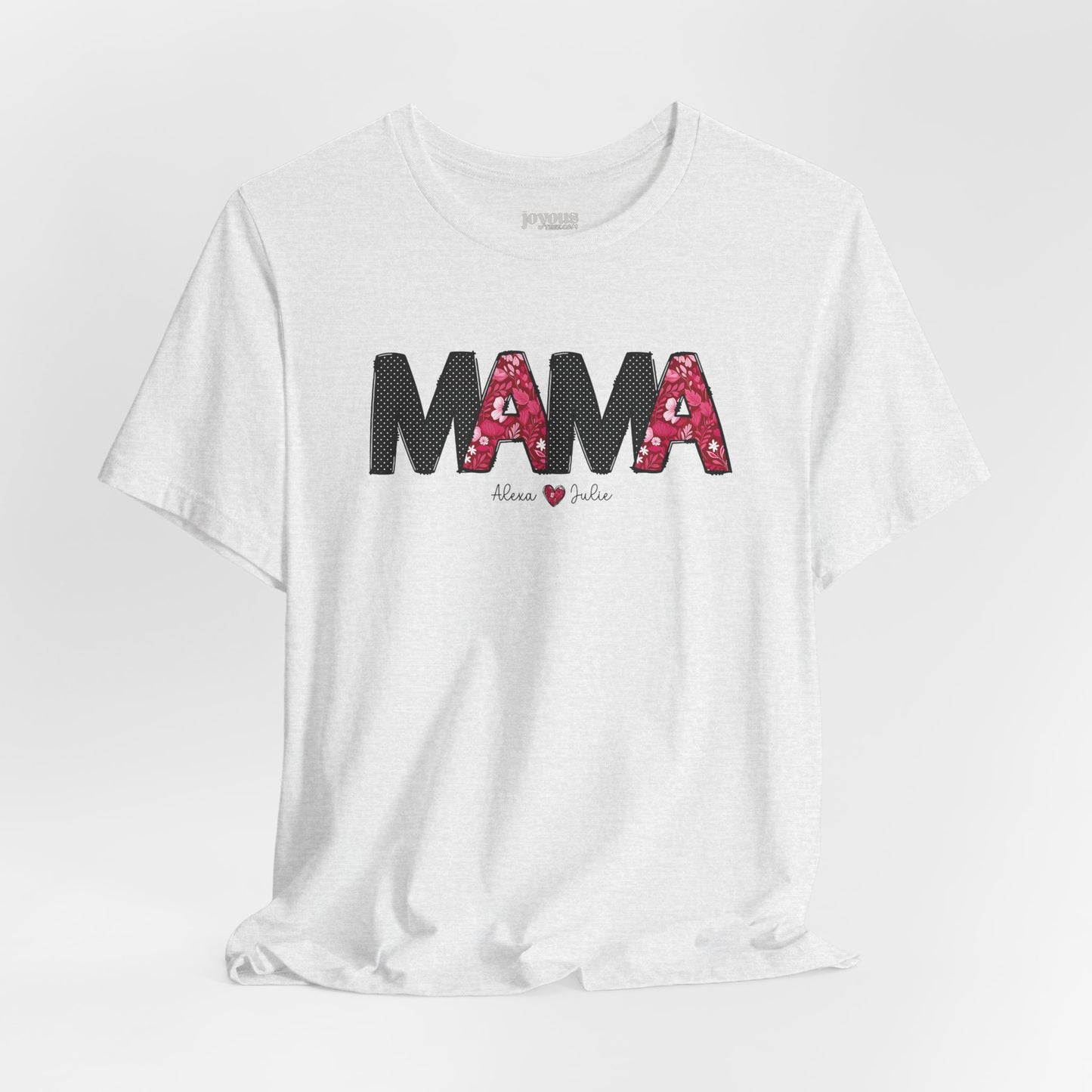 Custom Mama Soft Cotton Tee with Kids Names - Personalized Gift for Mom