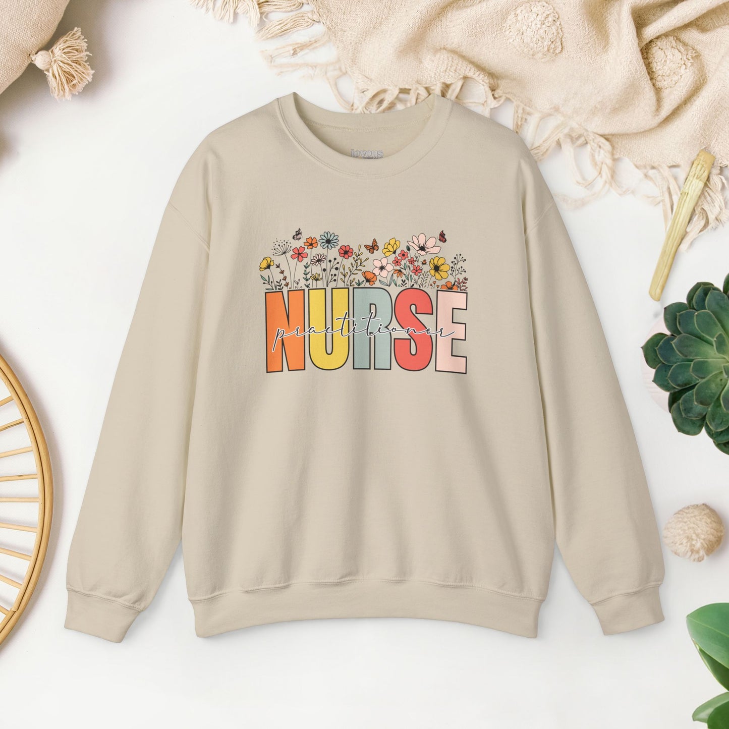 Nurse Practitioner Sweatshirt with Spring Flowers for NP Nurse