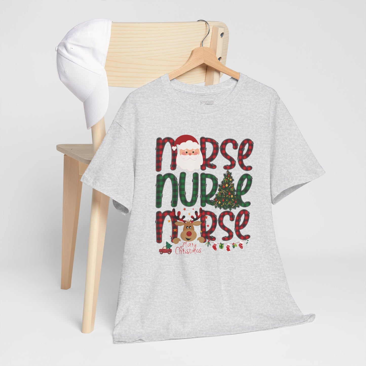 Plaid Christmas Nurse Heavy Cotton Tee