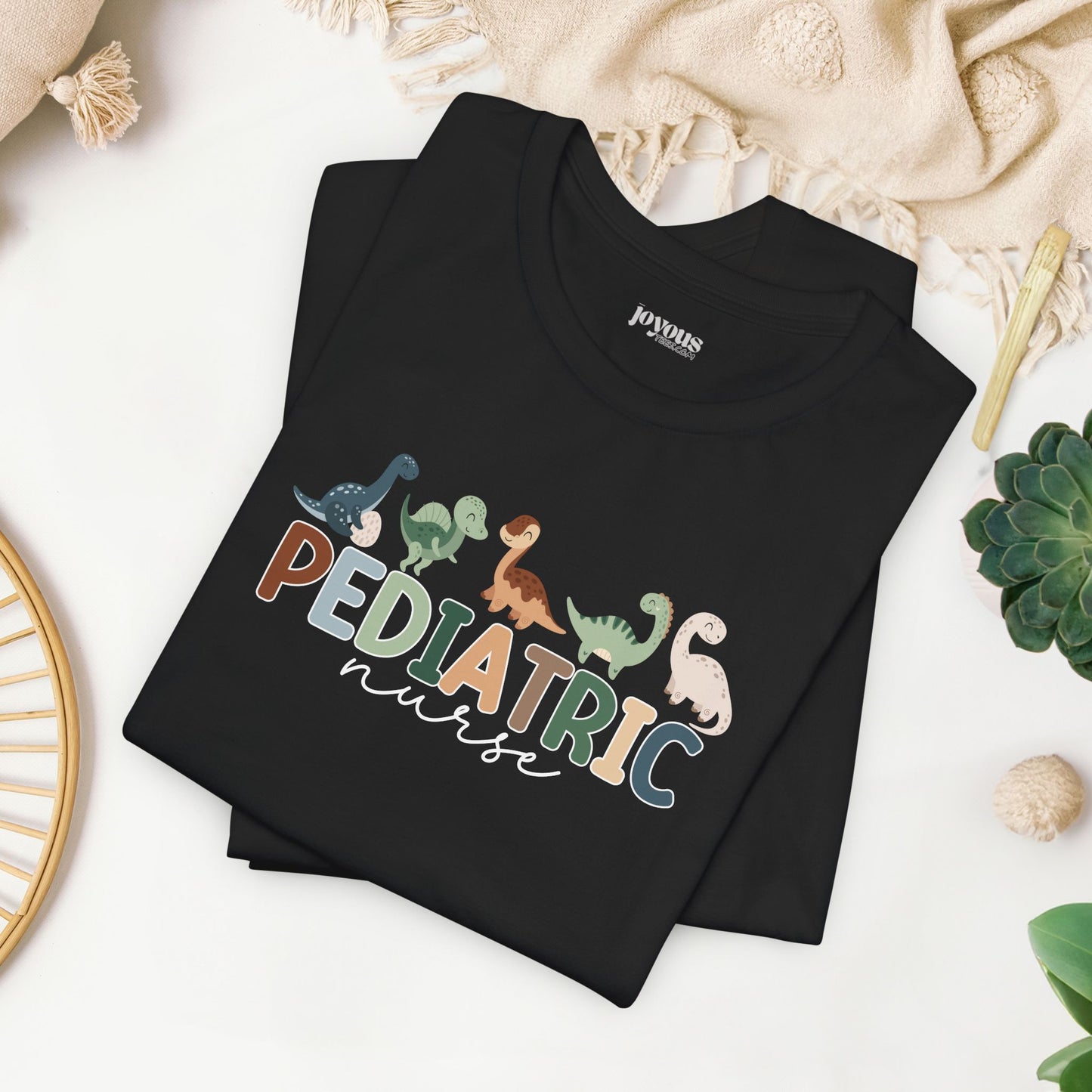 Cute Pediatric Nurse Soft Cotton Tee with Dinosaurs