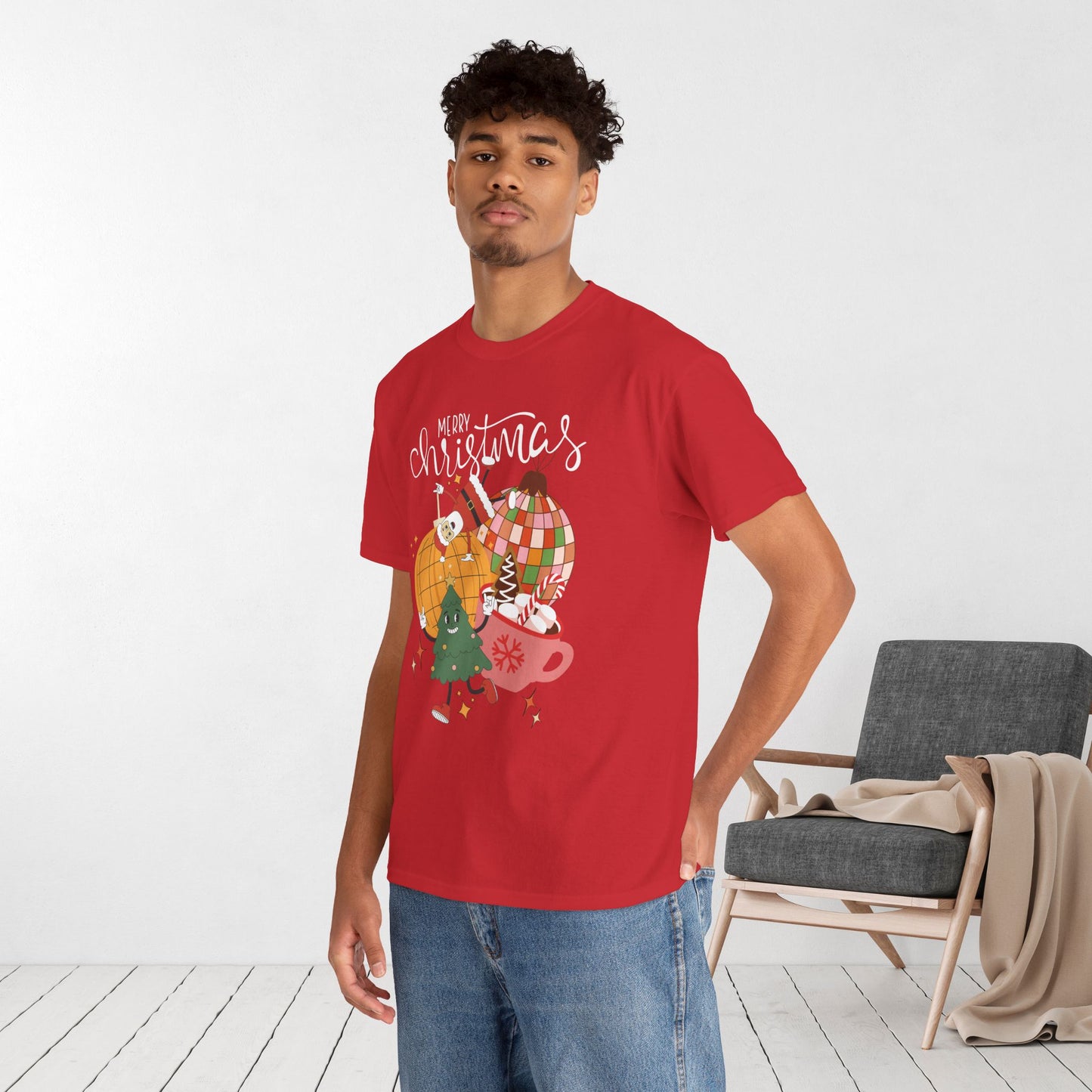 Merry Christmas Retro Ornament Shirt - Christmas Heavy Cotton Tee