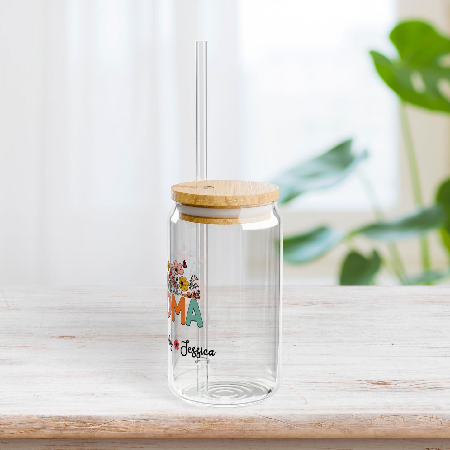 Personalized Grandma Sipper Glass with Grandkids Names - Custom Grandma Gifts