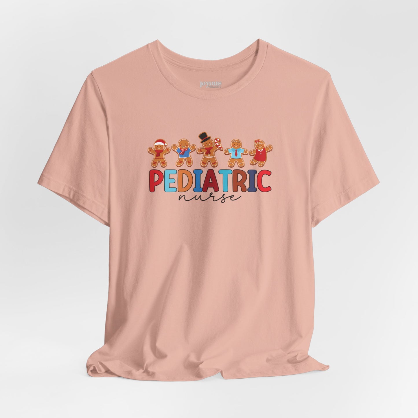 Christmas Pediatric Nurse Soft Cotton Tee with Gingerbread Men