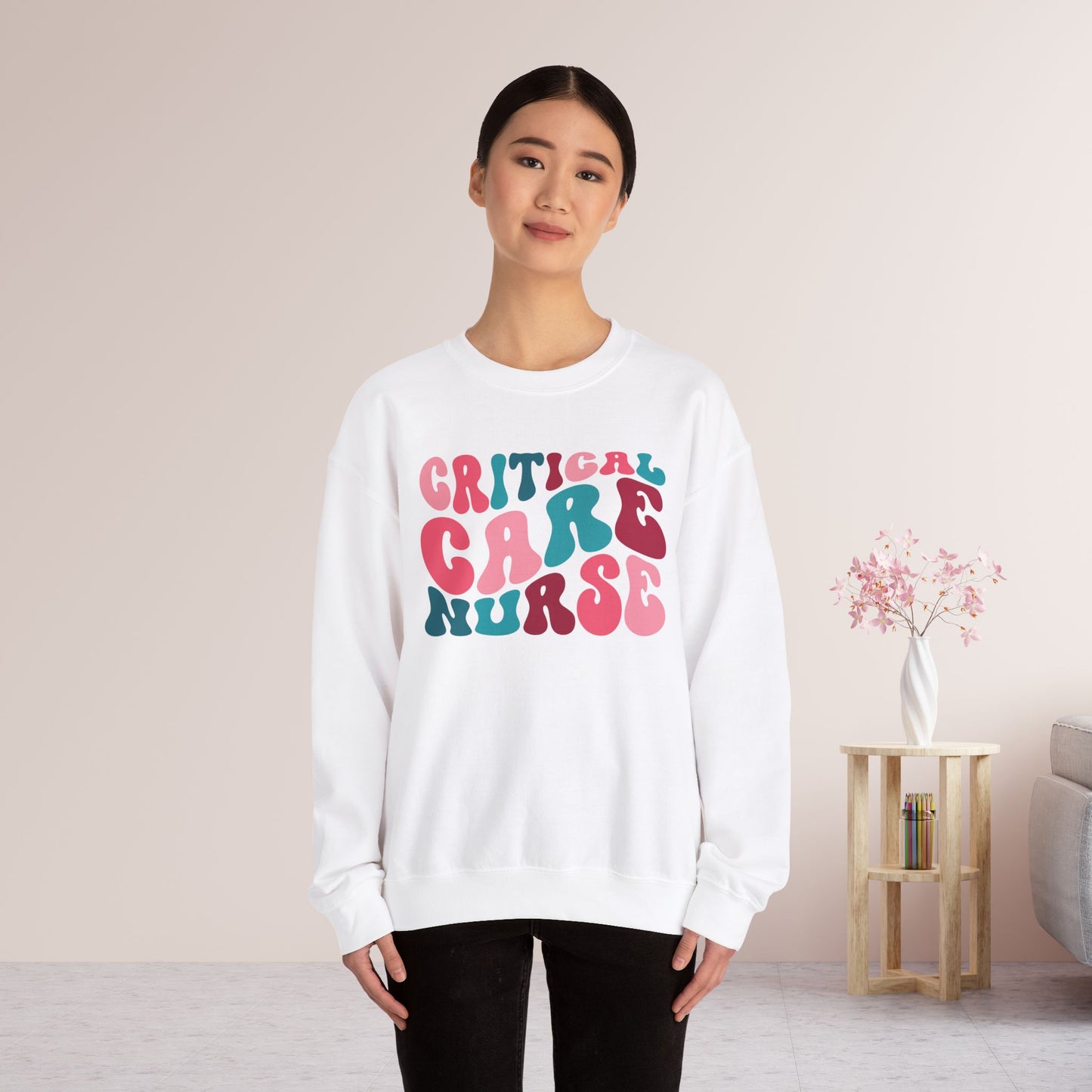 Groovy Colorful Critical Care Nurse Crewneck Sweatshirt