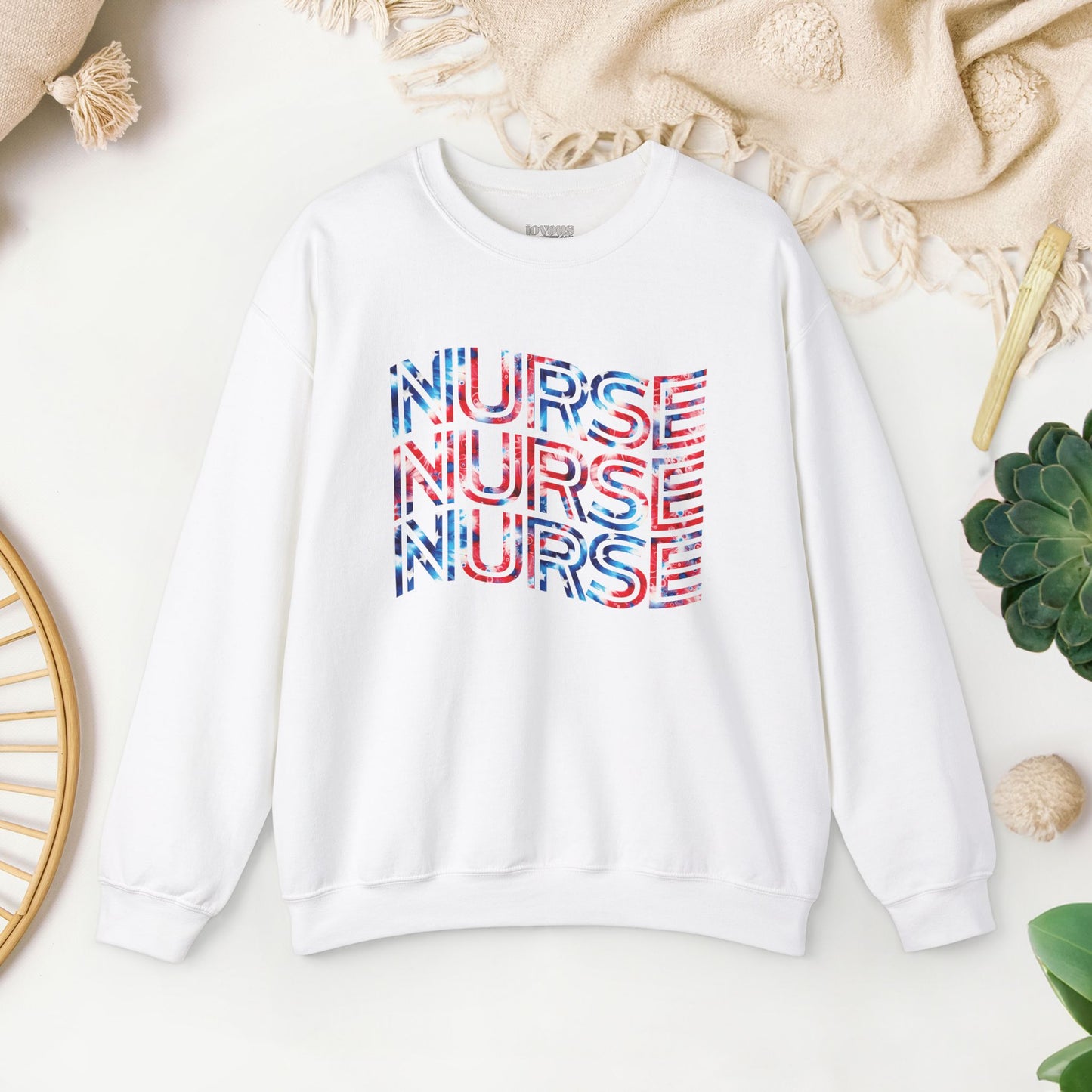 Wavy Patriotic Nurse Sweatshirt - 4th of July Nurse Sweatshirt