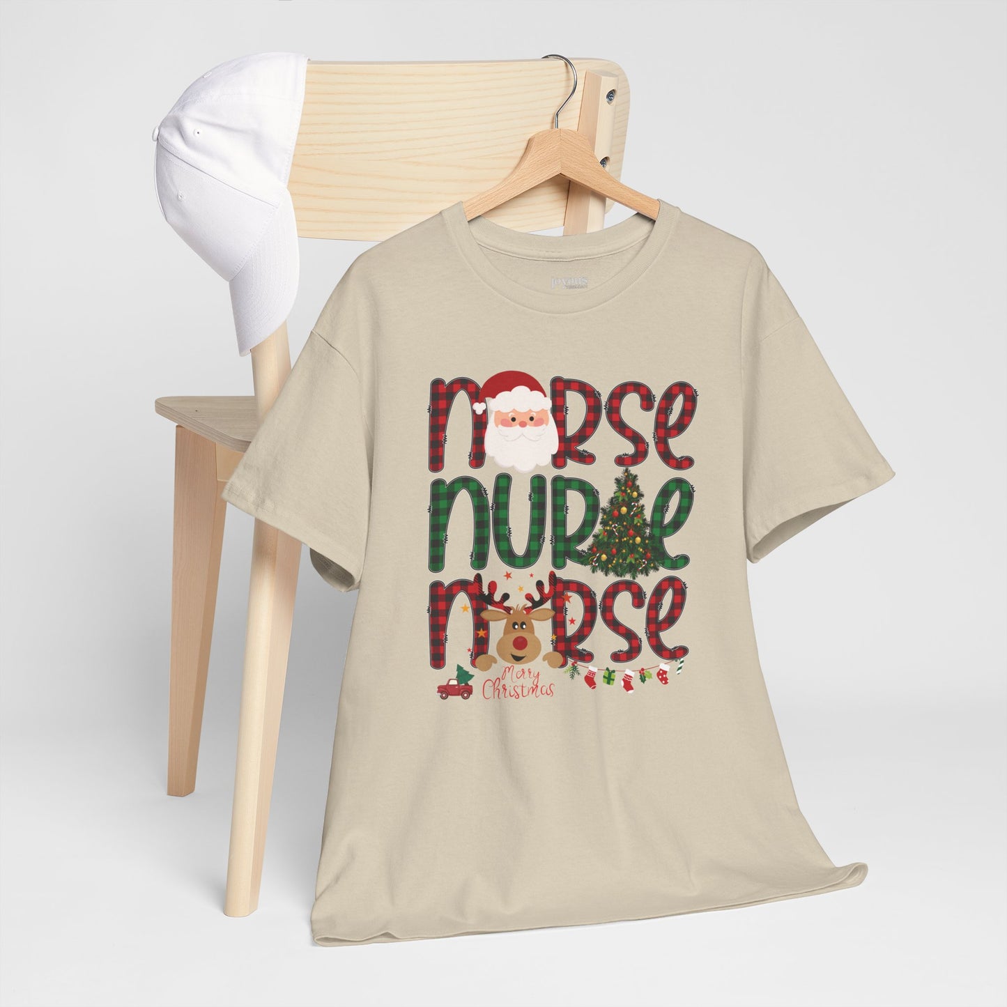 Plaid Christmas Nurse Heavy Cotton Tee