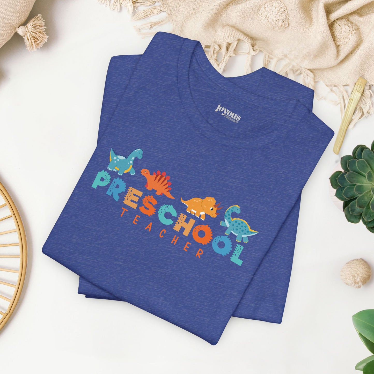 Preschool Teacher Soft Cotton Tee with Cute Dinosaurs