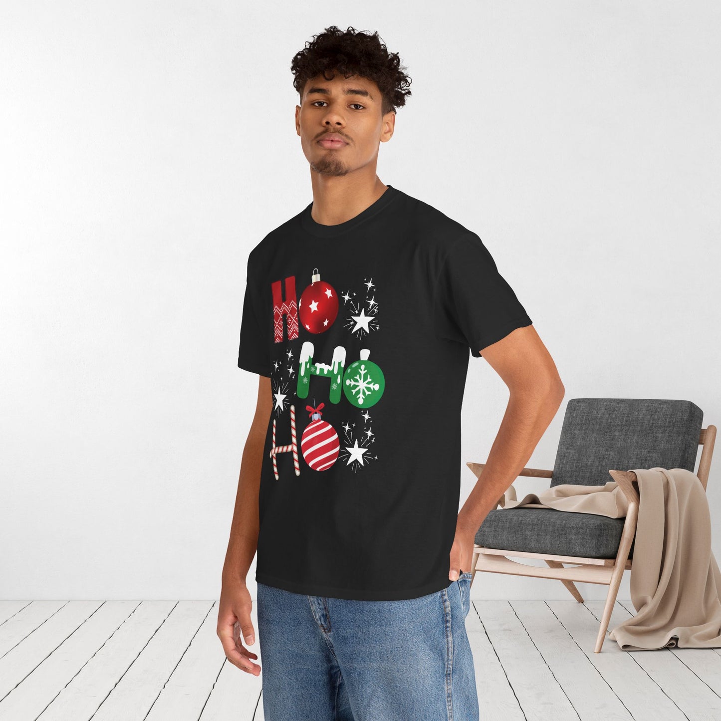 Ho Ho Ho Christmas Shirt - Matching Family Christmas Heavy Cotton Tee