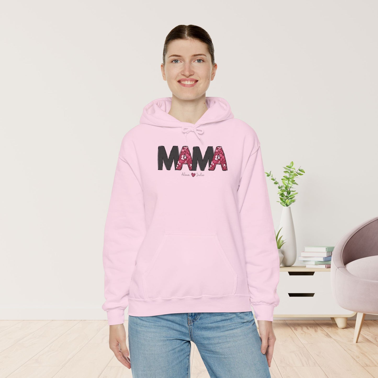 Custom Mama Hoodie with Kids Name - Personalized Gift for Mom