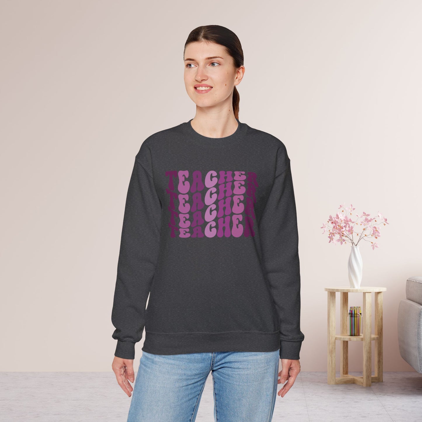 Groovy Purple Teacher Sweatshirt for School Teachers