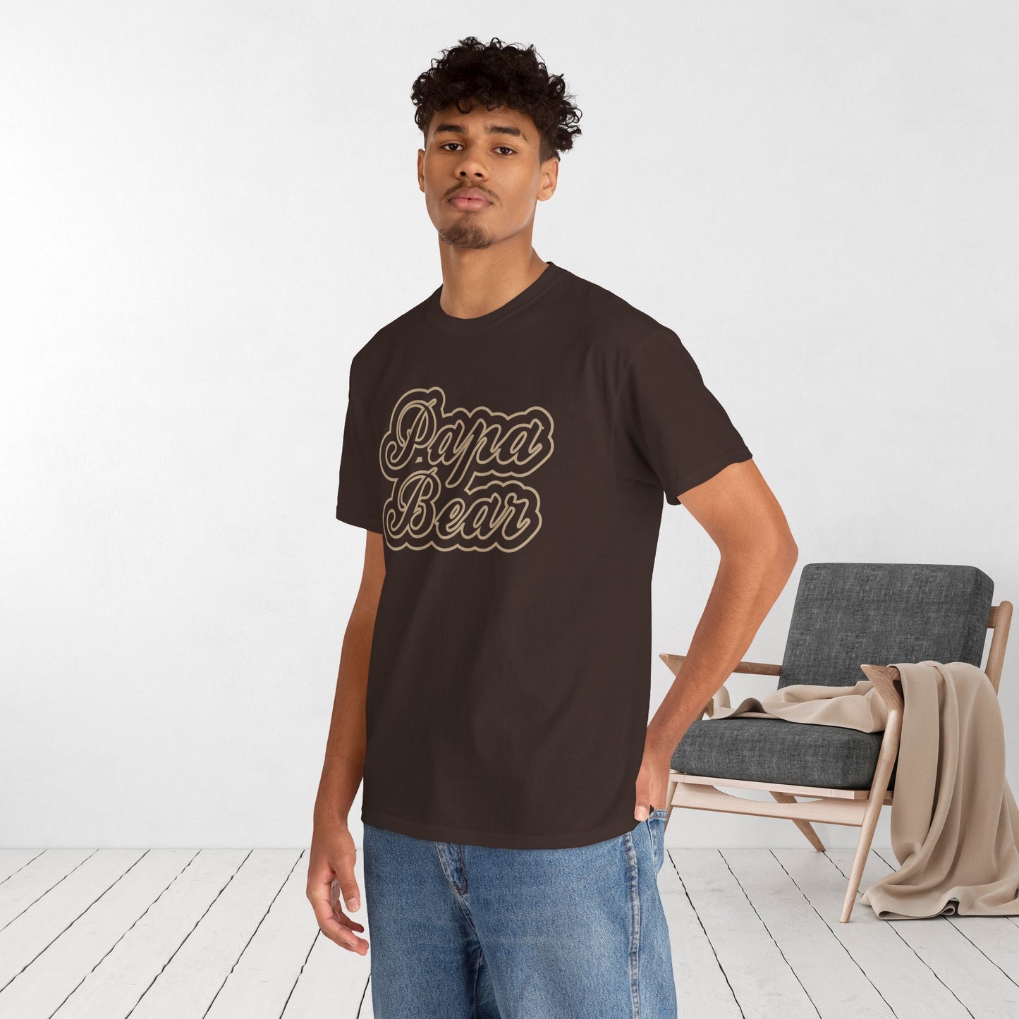 Papa Bear Heavy Cotton Tee - Gift for Dad for Father's Day