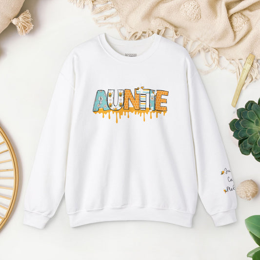 Custom Auntie Sweatshirt with Kids Name - Personalized Gift for Aunt