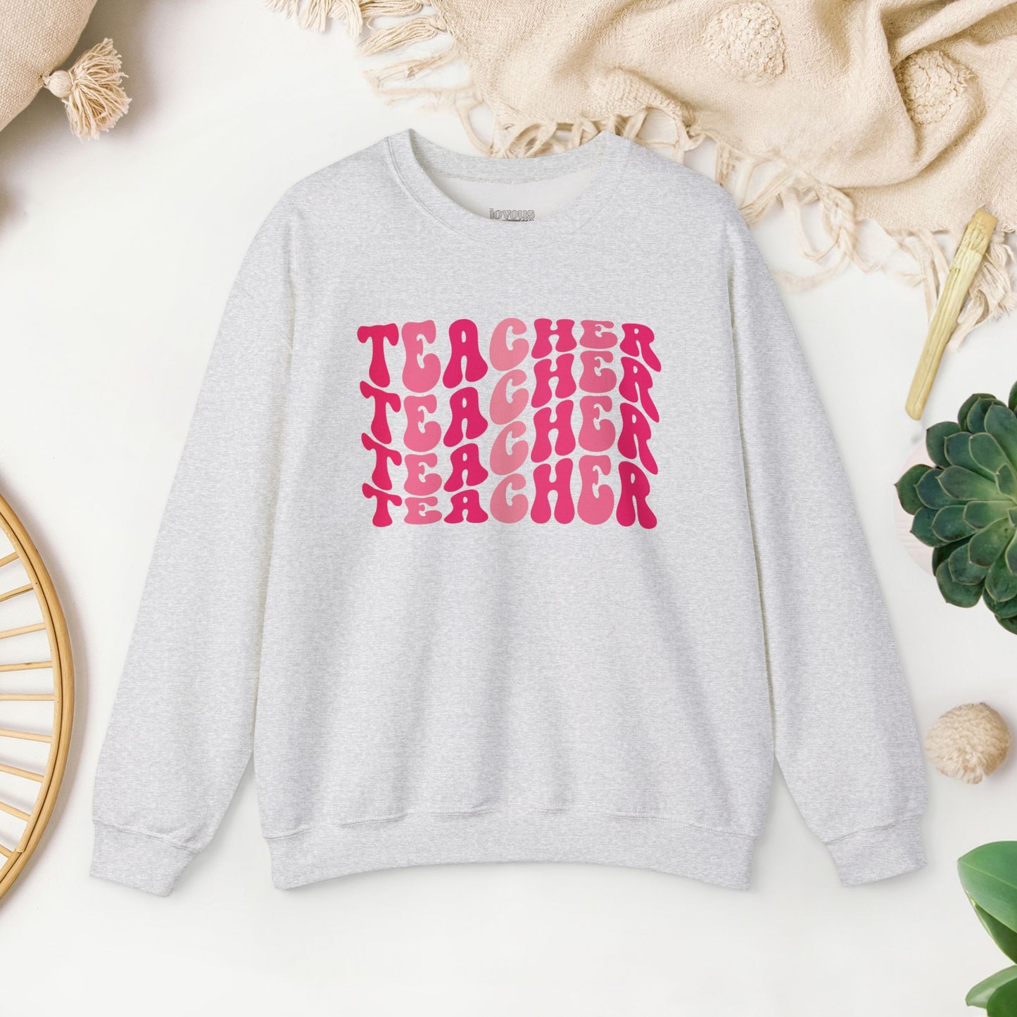 Groovy Hot Pink Teacher Sweatshirt for School Teachers