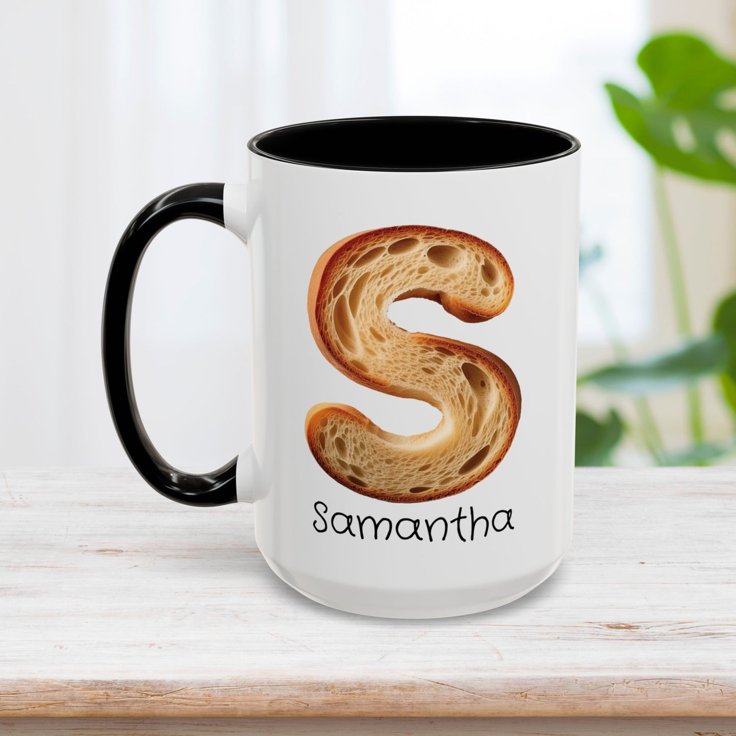 Custom Name Bread Initial Letter Mug - Personalized Gifts A-Z