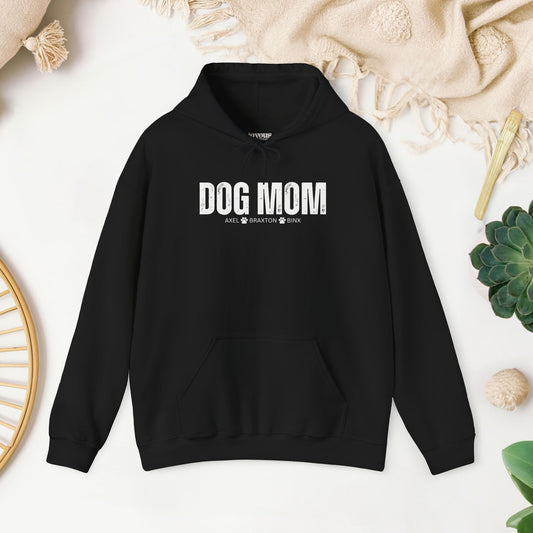Custom Dog Mom Hoodie with Dogs Name - Personalized Gift for Dog Mom