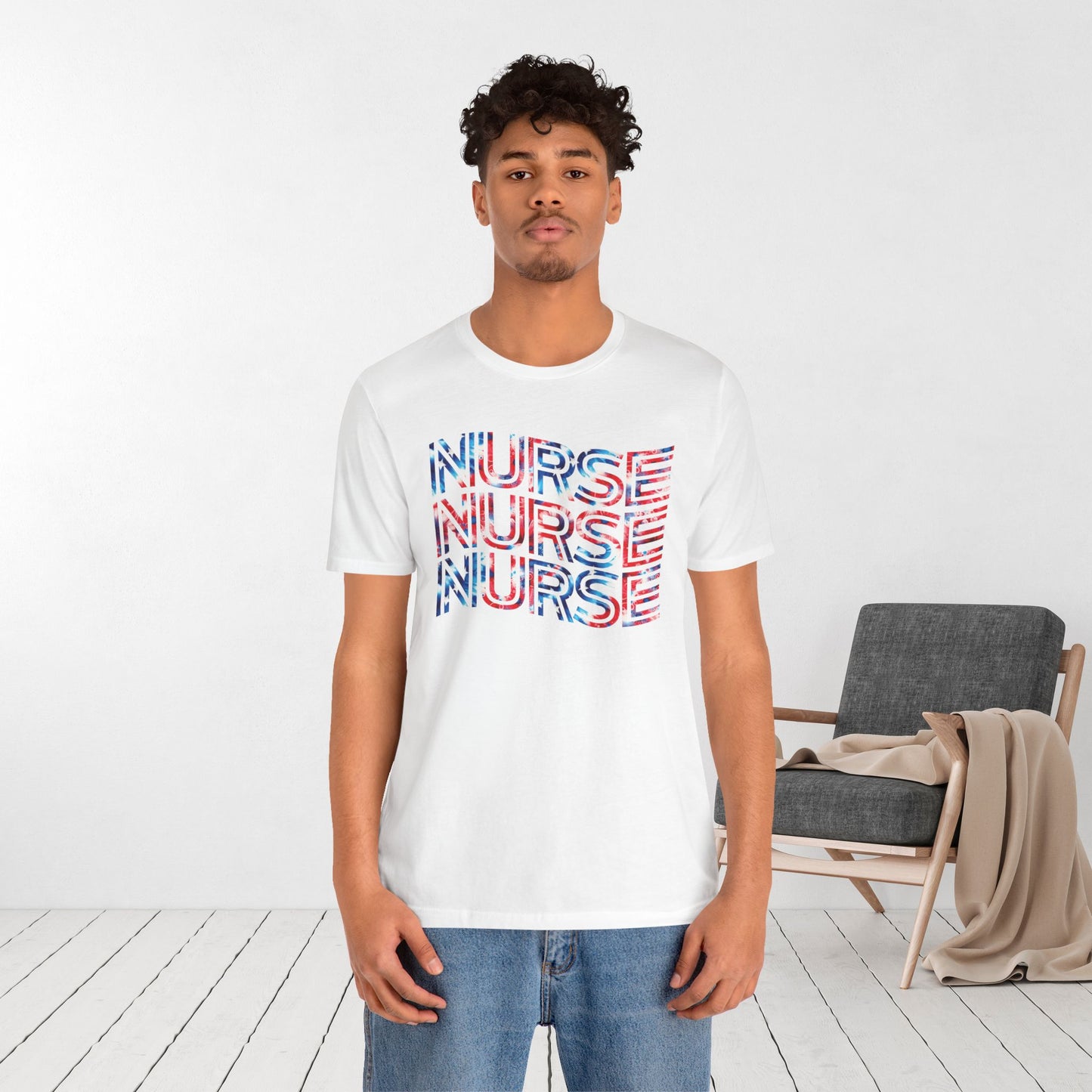 Wavy Patriotic Nurse Shirt - 4th of July Nurse Soft Cotton Tee